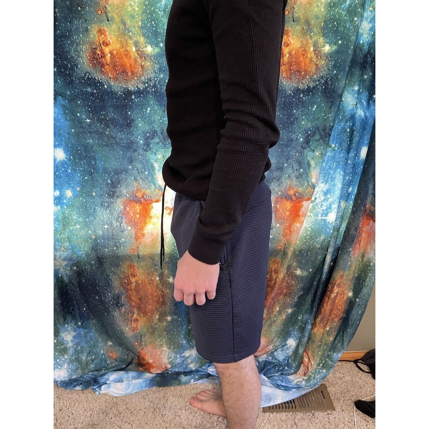 Michael Strahan Olive Dark Blue Quick-Dri premium ultra fleece shorts Medium