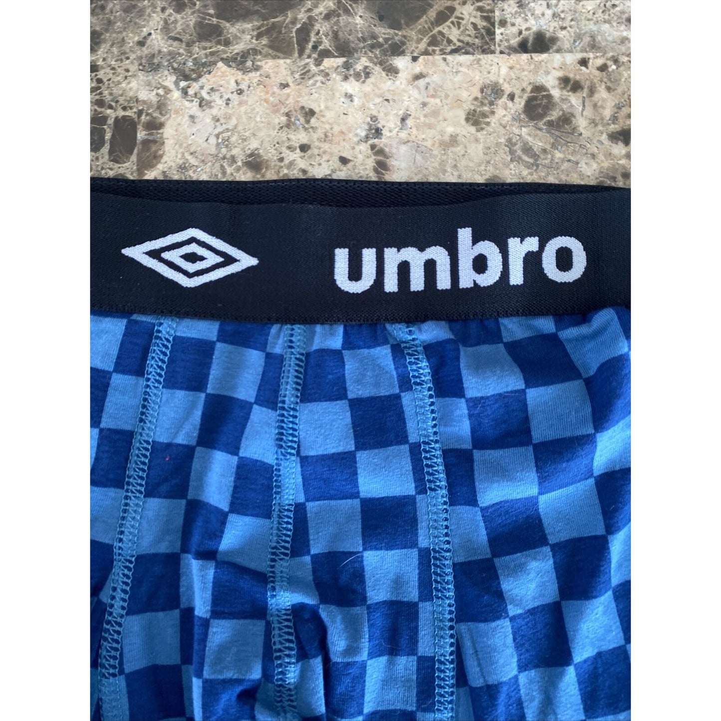 Umbro Men’s Large Shades of Blue Checkerboard Cotton Stretch Boxer Briefs NEW