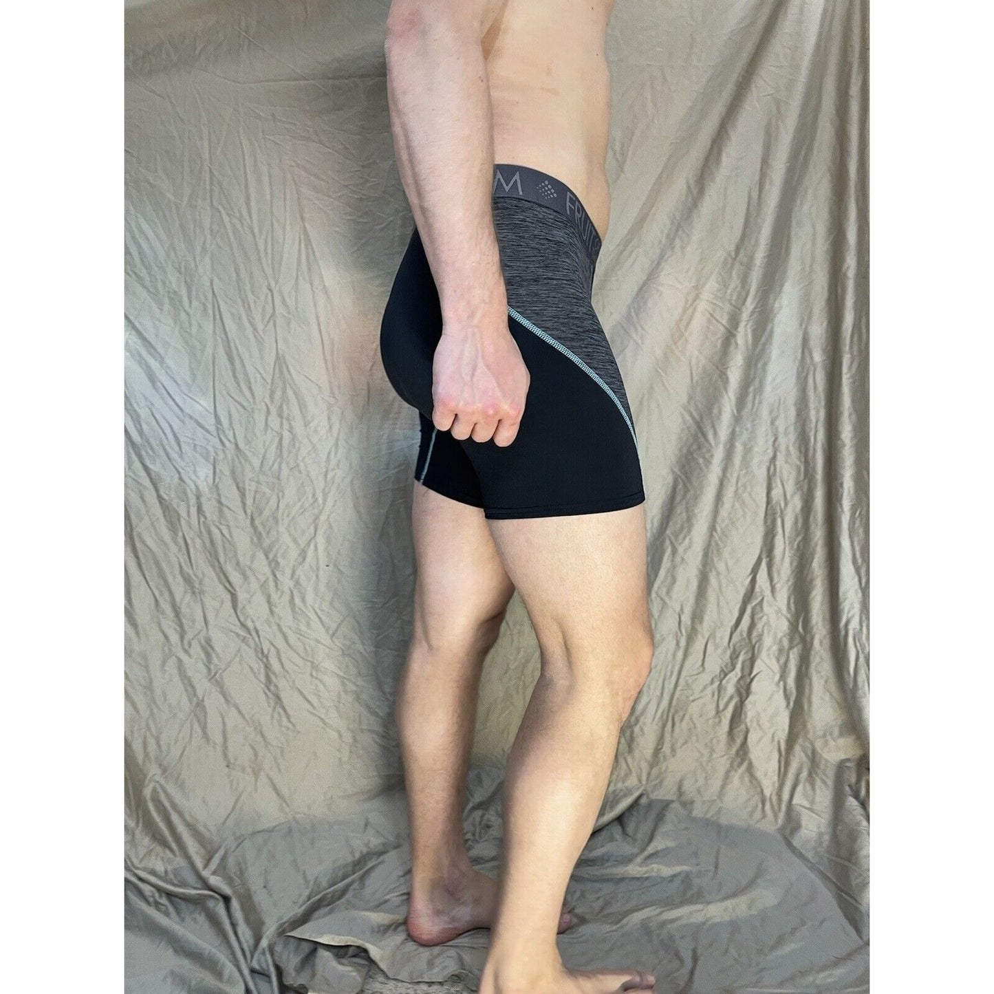 men's fruit of the loom XL compression boxer briefs breathable Black And Gray