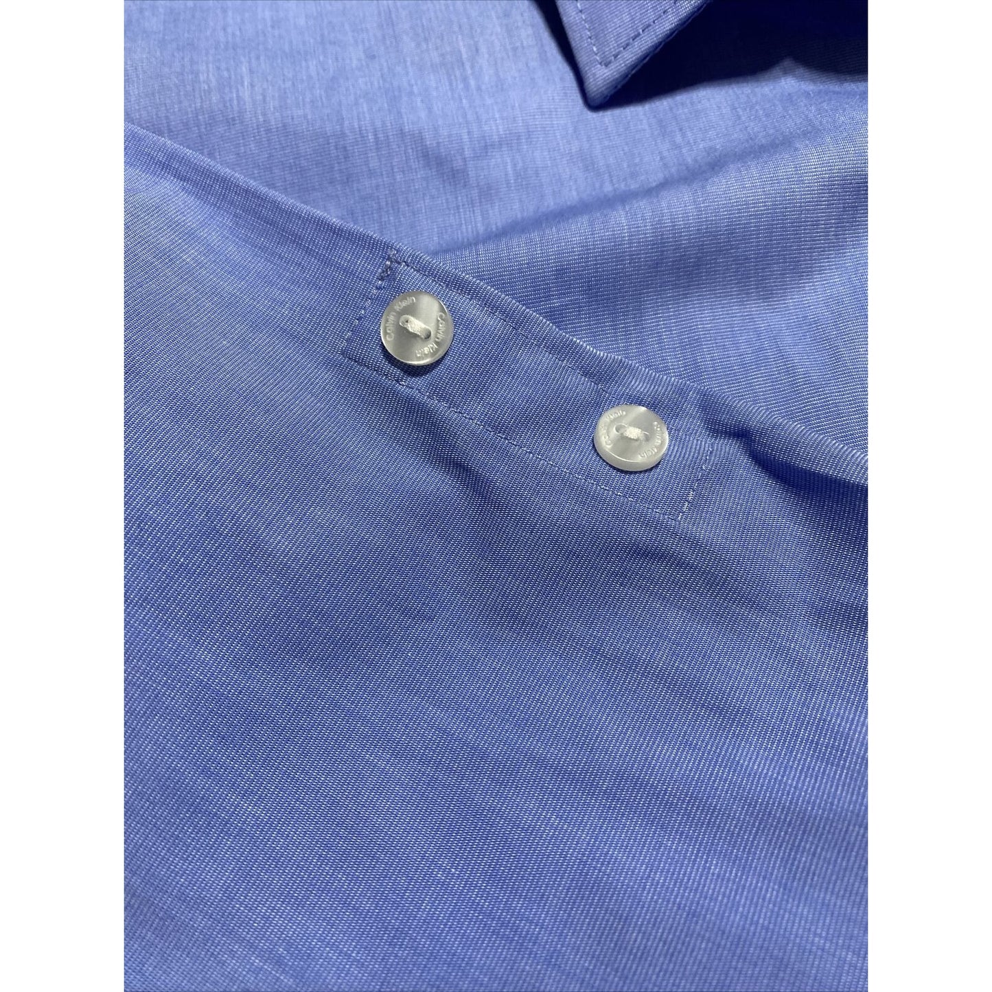 Calvin Klein Men’s Medium Plain Blue Button-Down Formal Cotton Long Sleeves