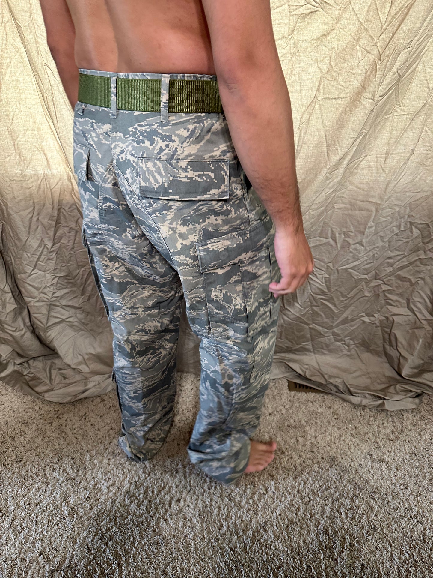Men’s 30R Abu airman battle uniform USAF civil air patrol pants with olive green belt included