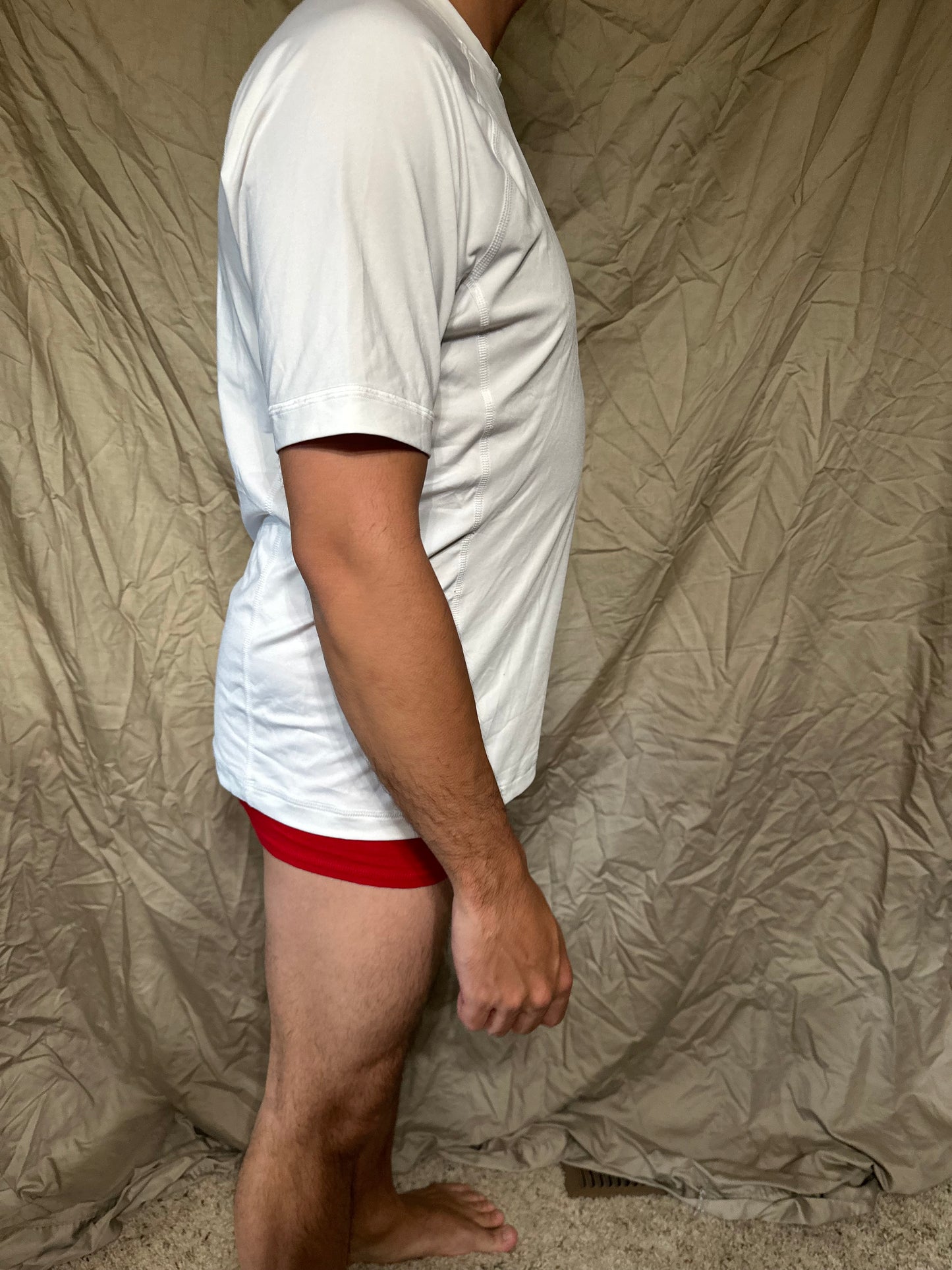 Men’s white lands end size small compression shirt short sleeve