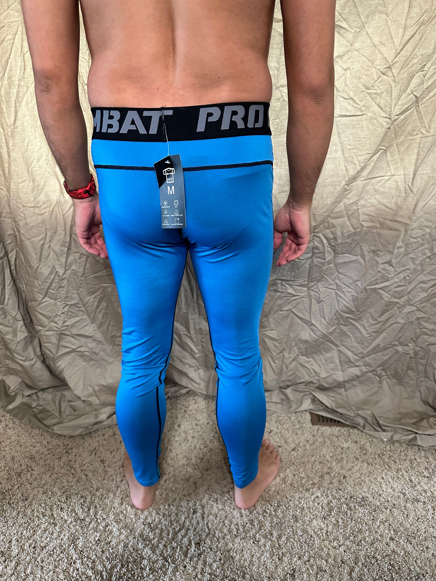Men’s blue pro combat medium sport athletic base layer compression pants