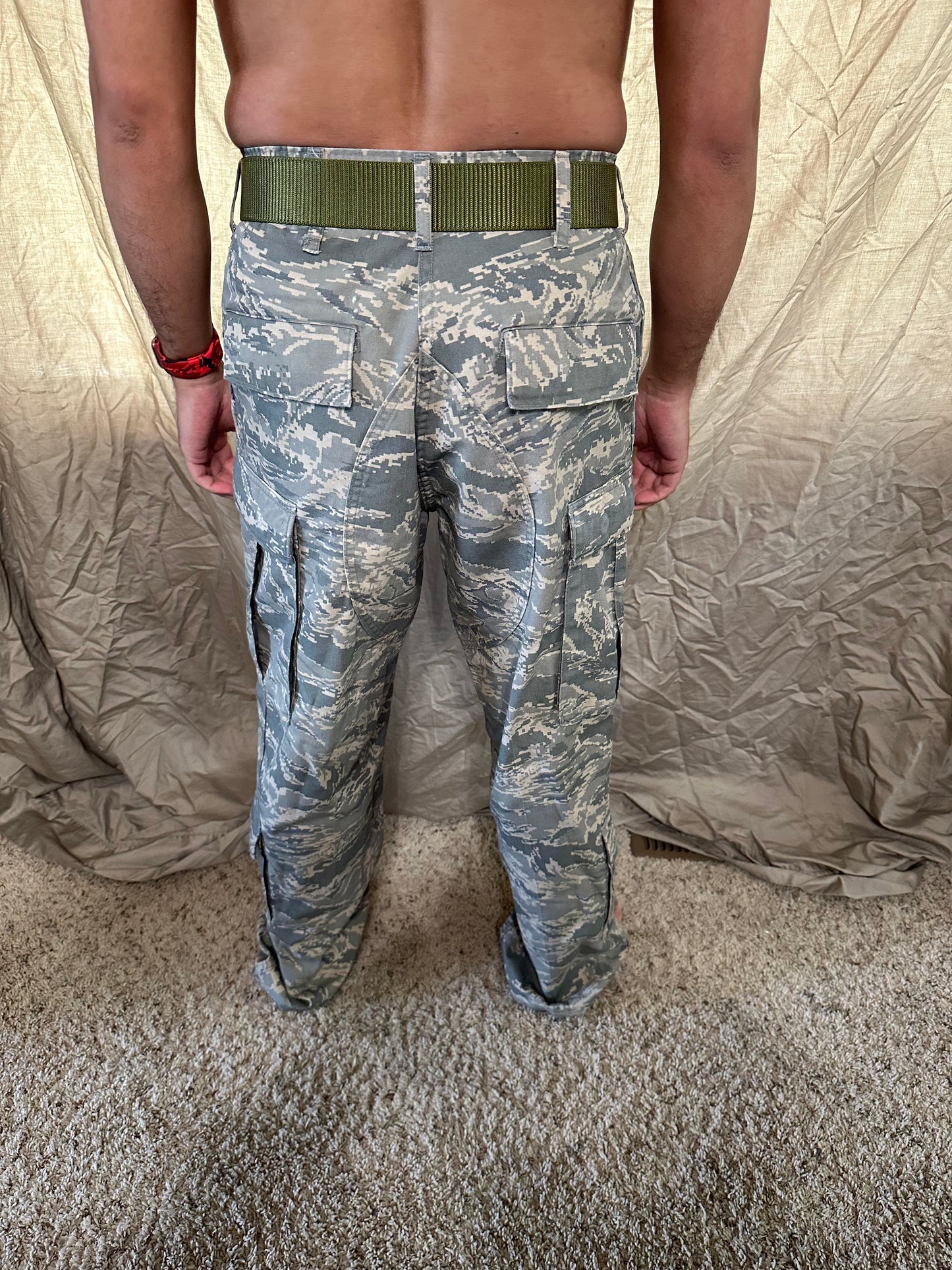 Men’s 30R Abu airman battle uniform USAF civil air patrol pants with olive green belt included
