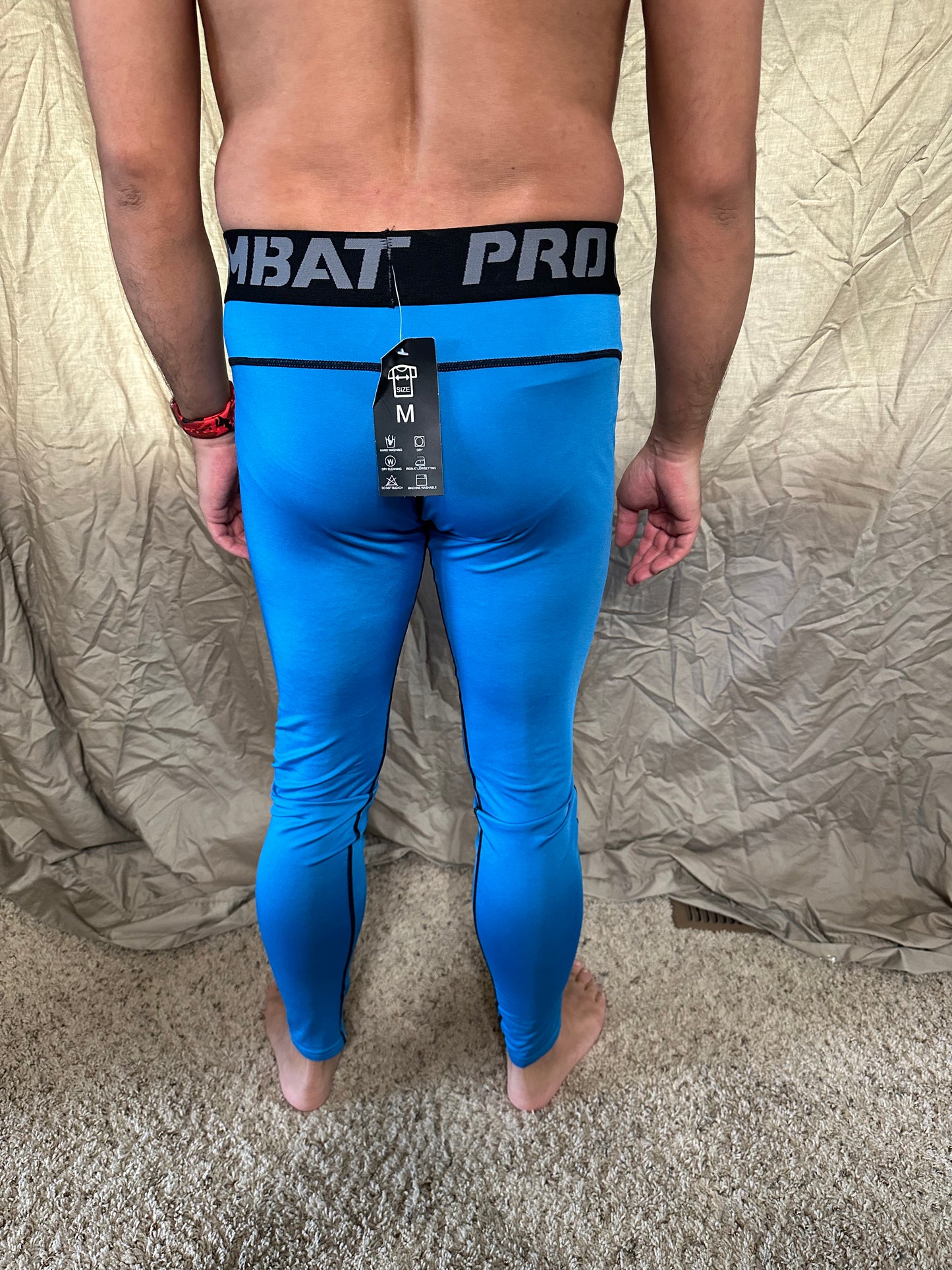 Men’s blue pro combat medium sport athletic base layer compression pants
