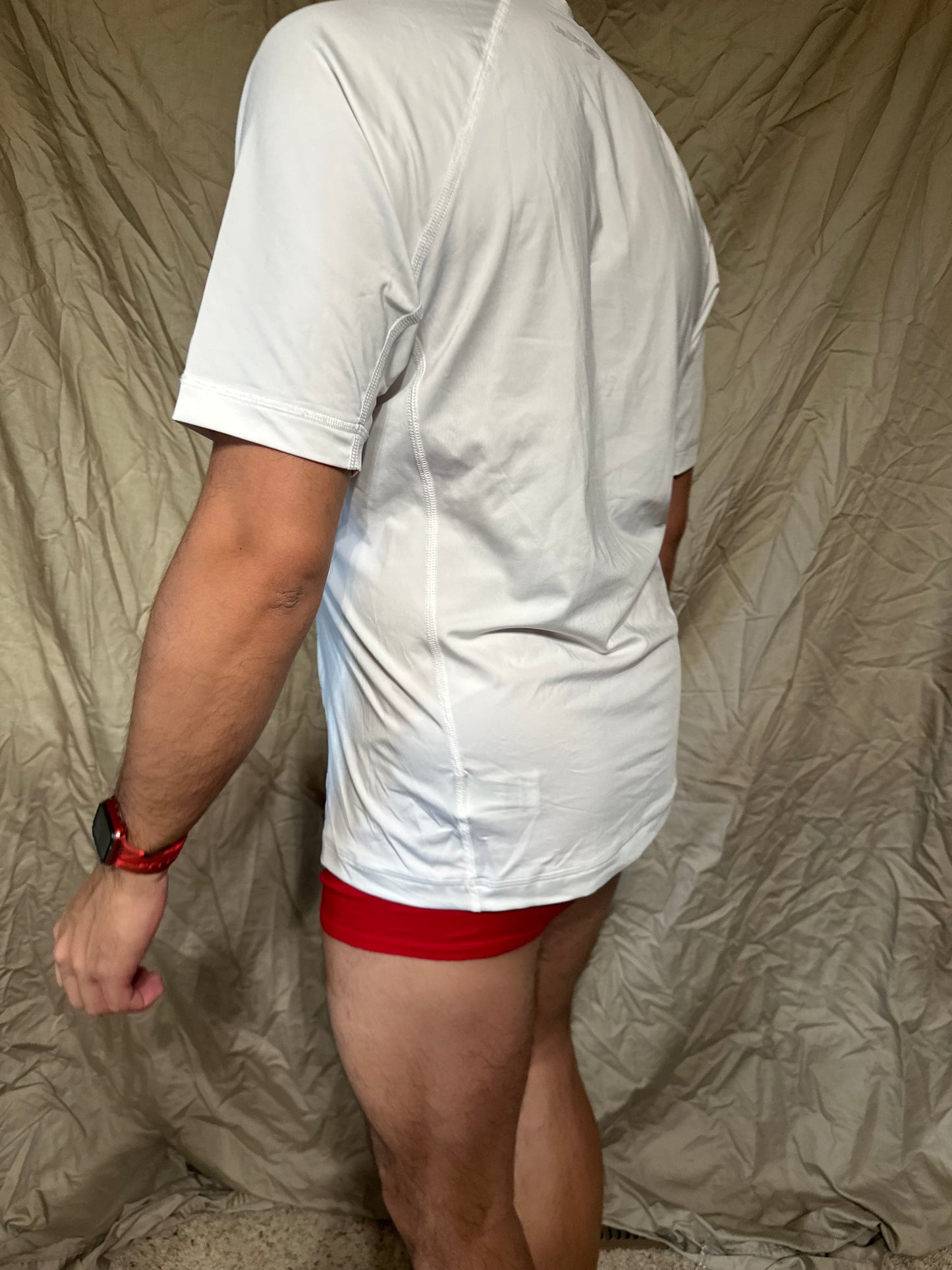 Men’s white lands end size small compression shirt short sleeve