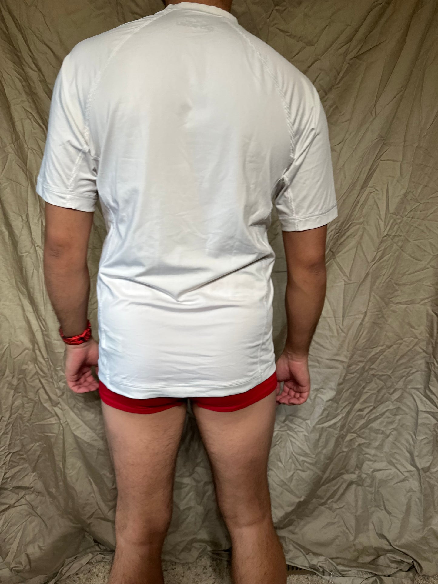 Men’s white lands end size small compression shirt short sleeve