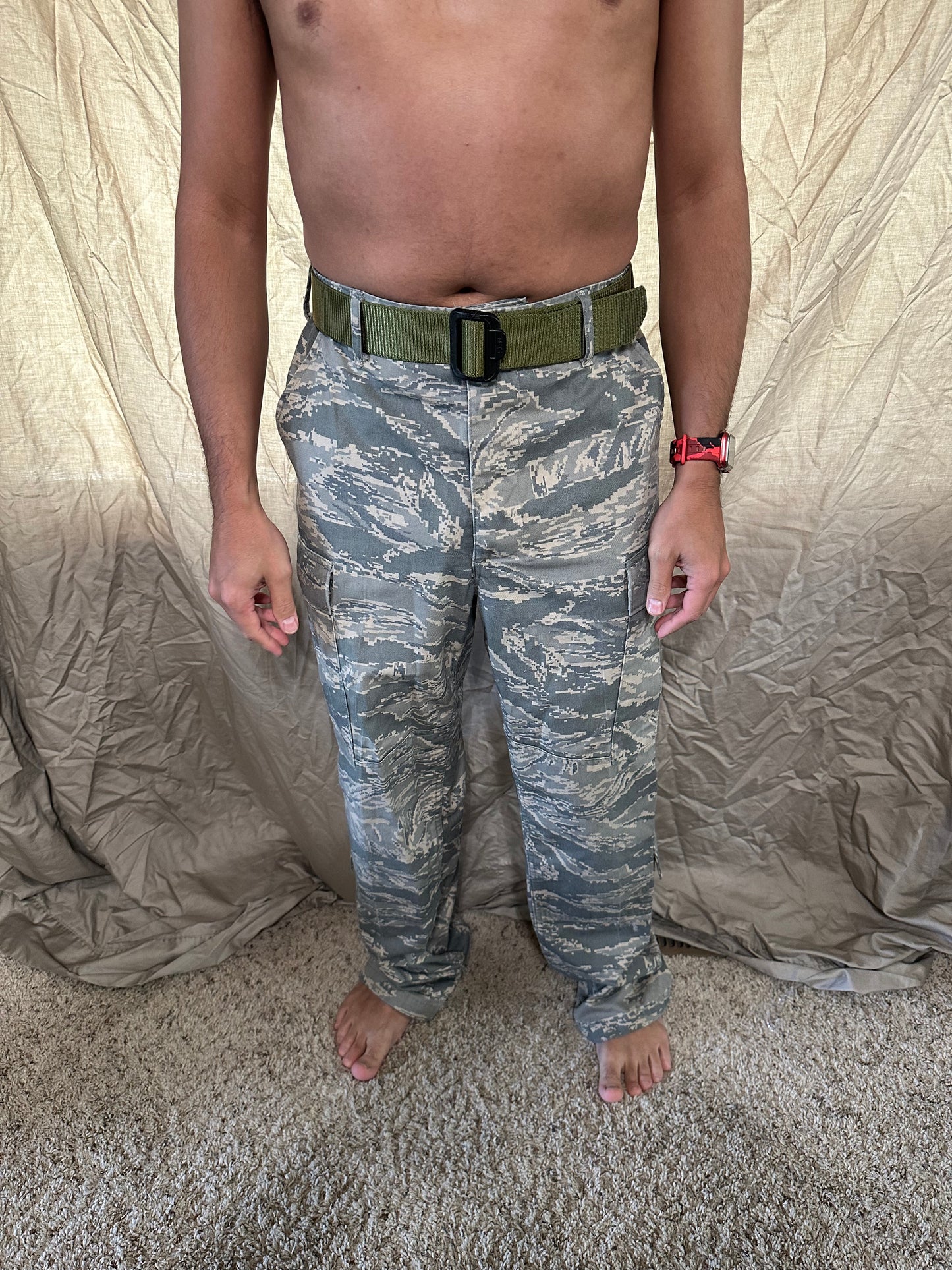 Men’s 30R Abu airman battle uniform USAF civil air patrol pants with olive green belt included