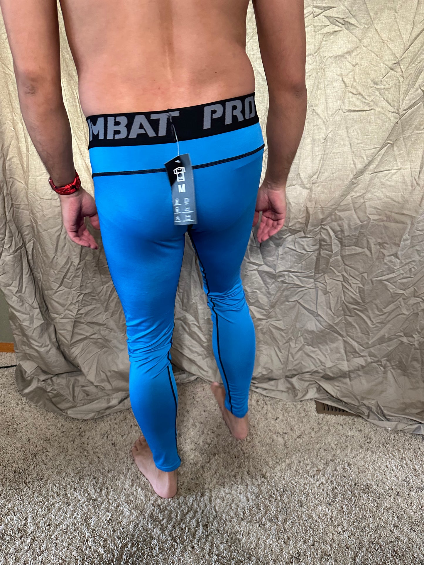 Men’s blue pro combat medium sport athletic base layer compression pants