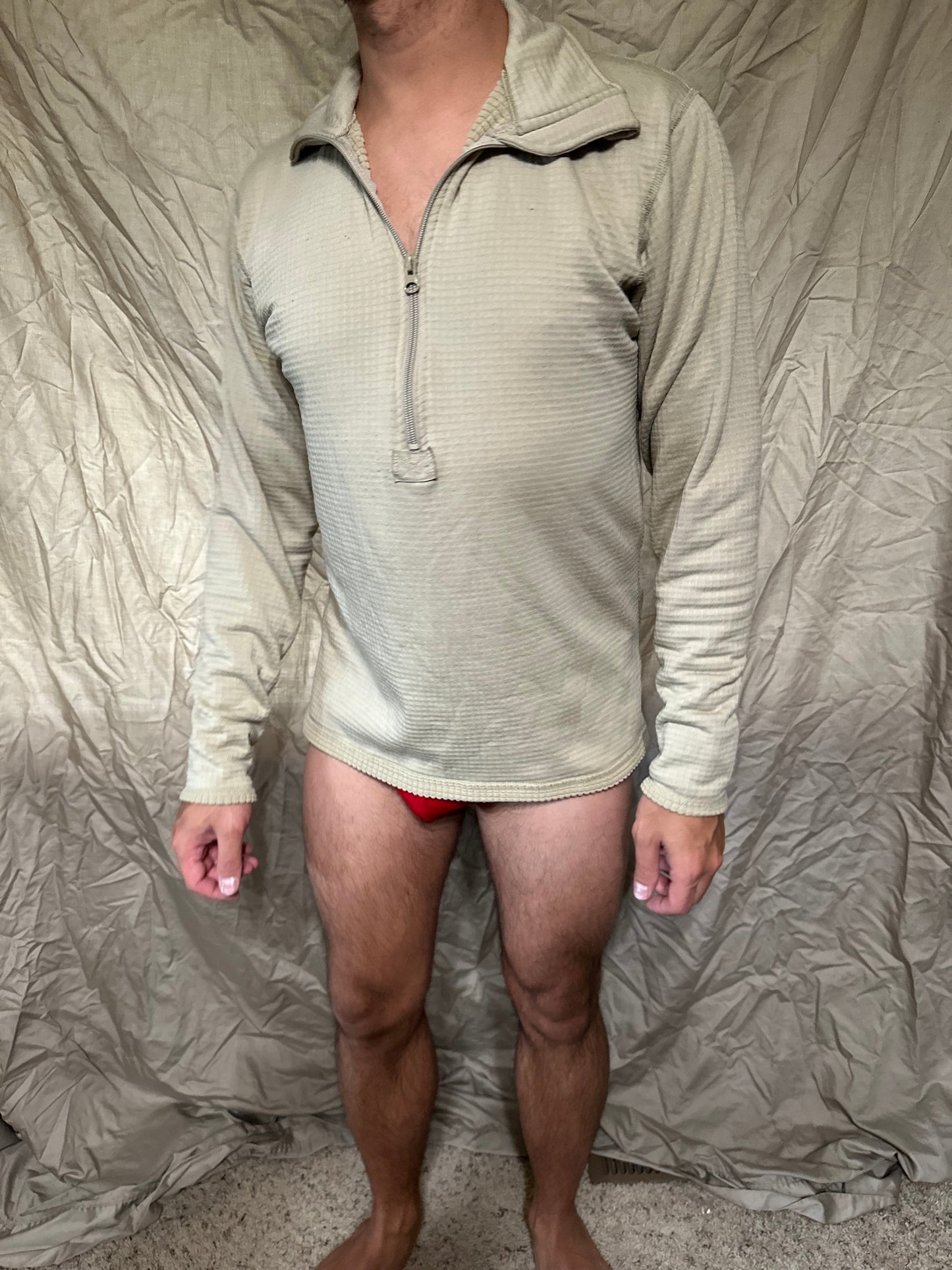 Men’s tan cold weather 1/4 zip cold weather shirt long sleeved gen iii