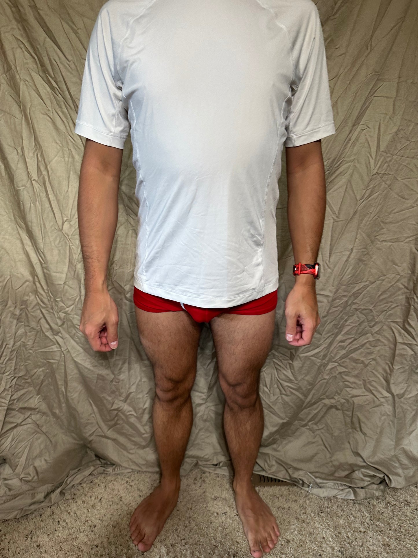 Men’s white lands end size small compression shirt short sleeve