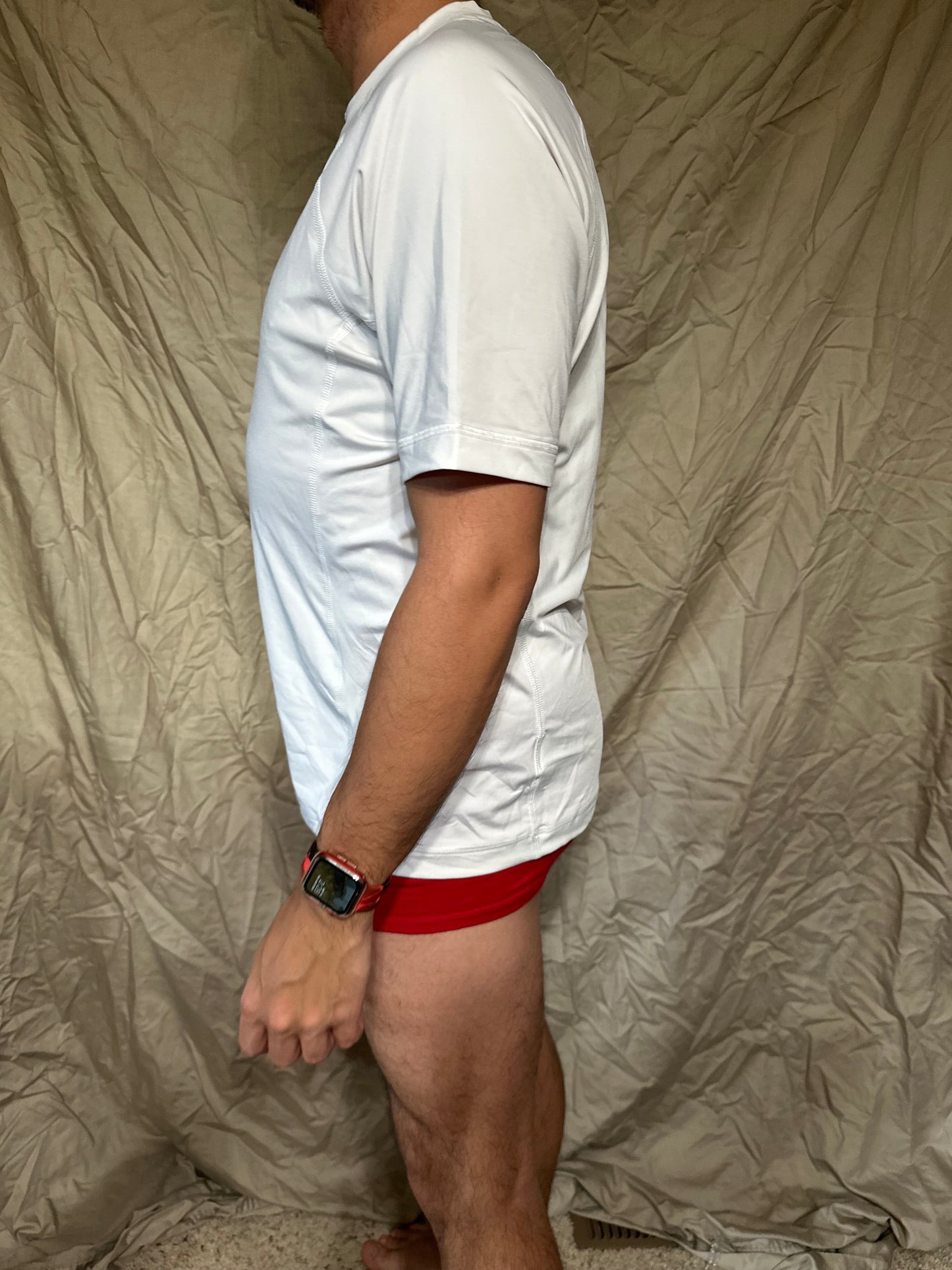 Men’s white lands end size small compression shirt short sleeve