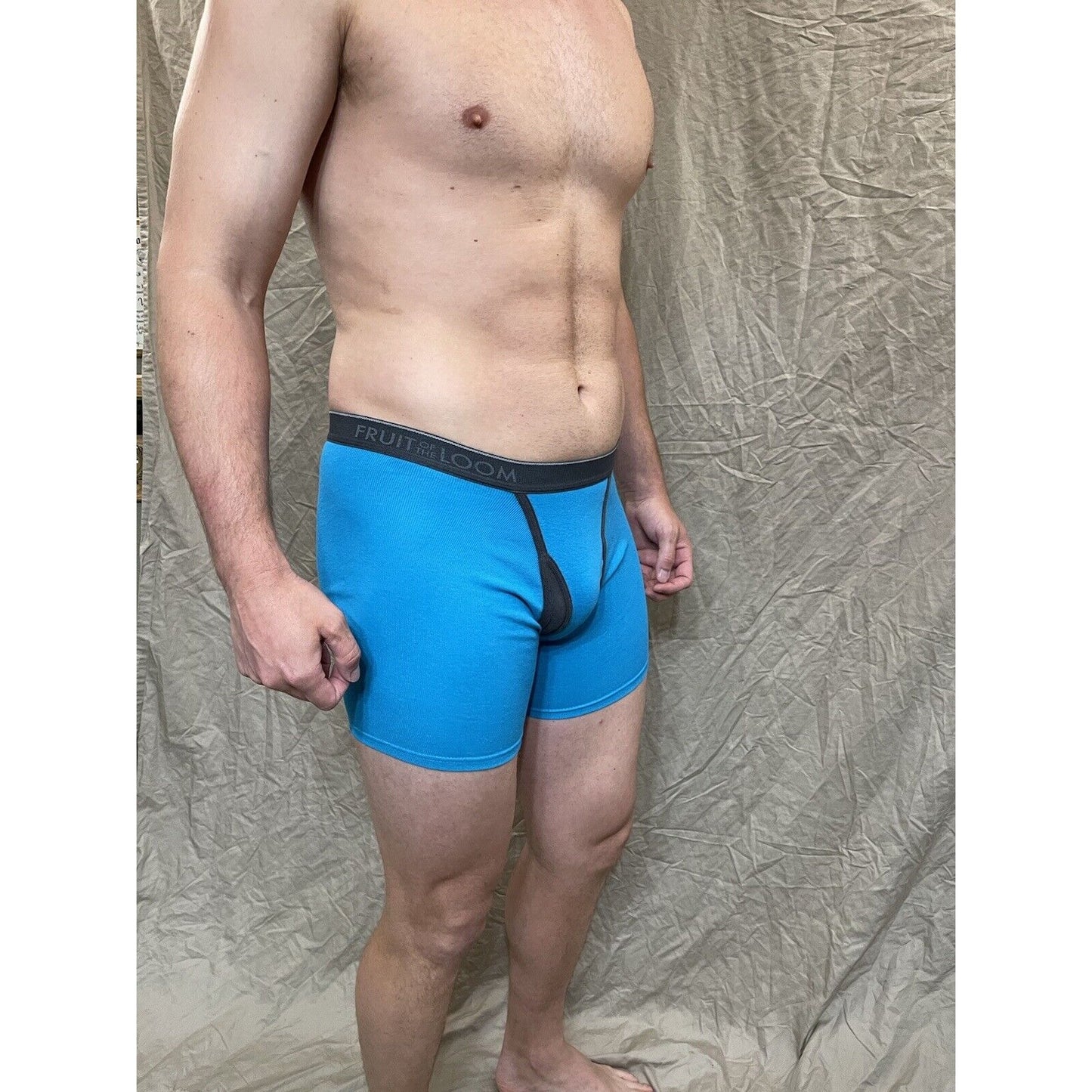 men's Aqua Blue fruit of the loom cotton boxer brief Small