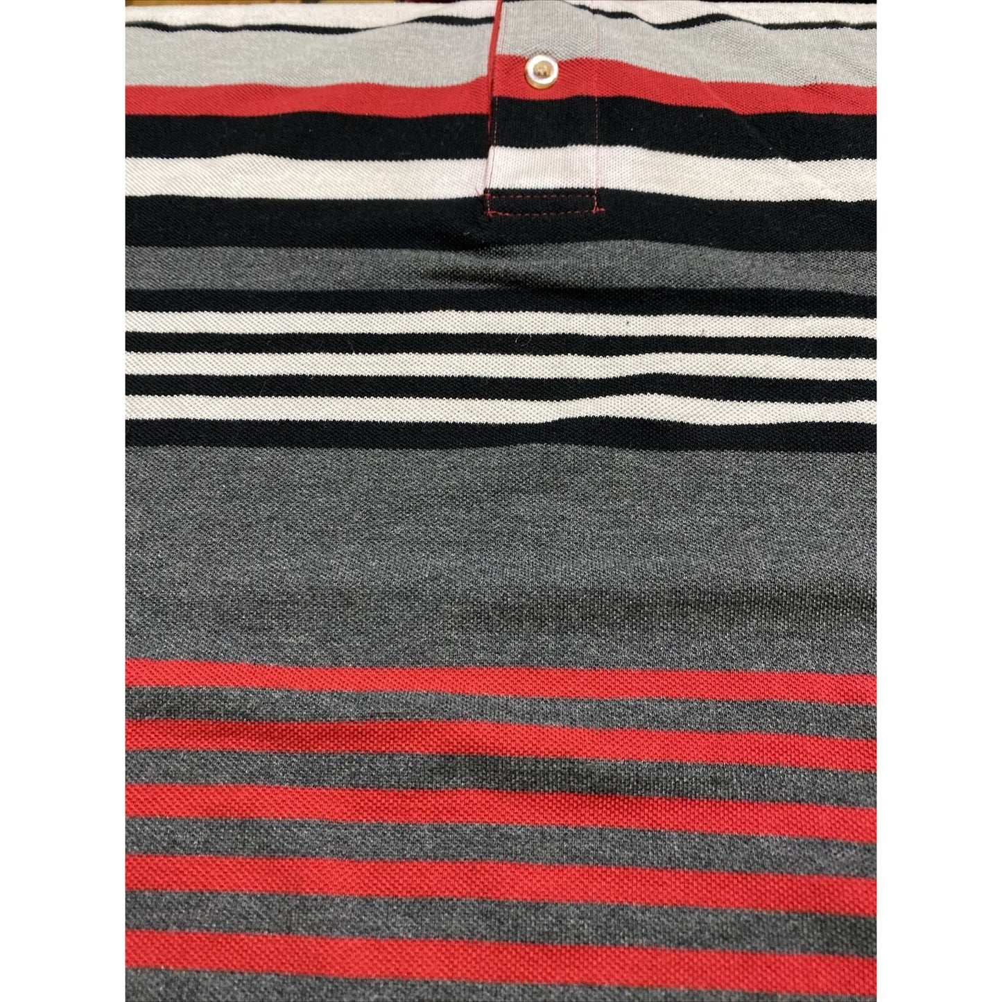 Beyond the Limit Men’s Large Red White & Black Stripes Cotton Blend Polo Shirt