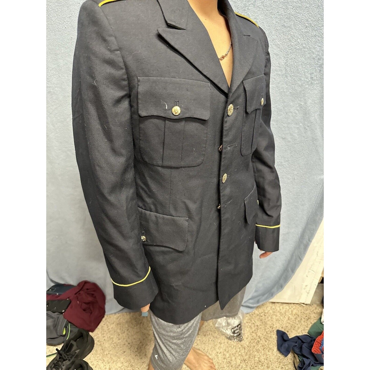 Men’s Army Coat Army Blue 450 Poly Wool 38L C Uniform Coat Top