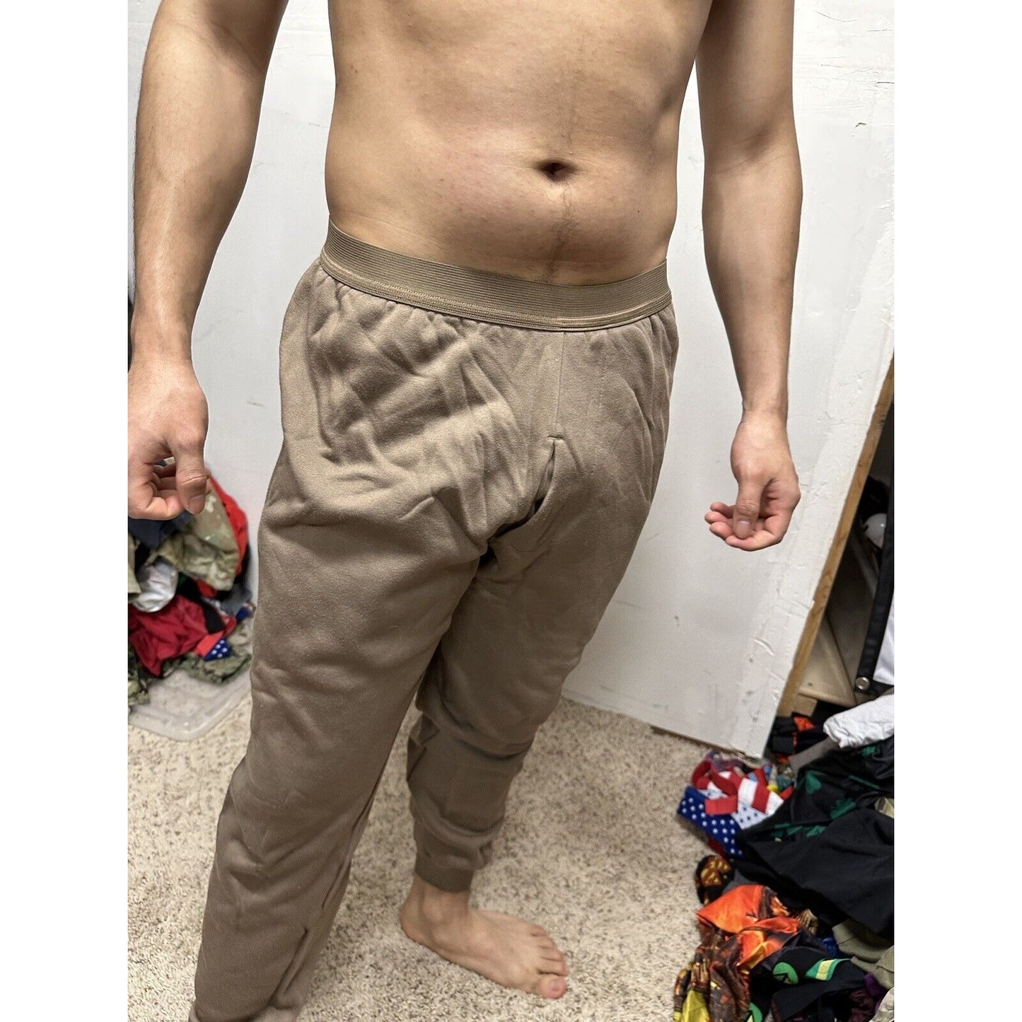 Men’s Cold Weather Brown Drawers Large Thermal Army Air Force Pants