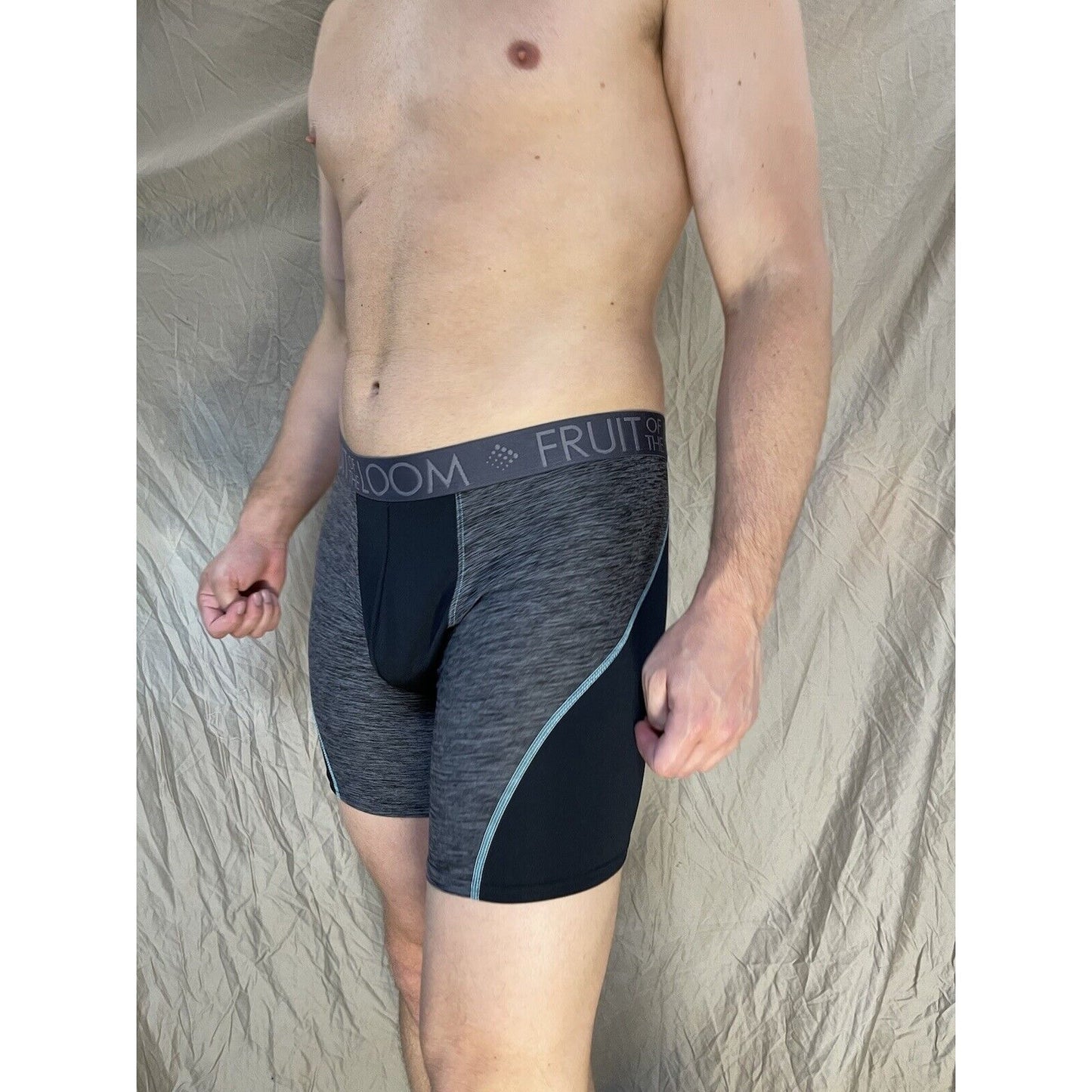 men's fruit of the loom XL compression boxer briefs breathable Black And Gray