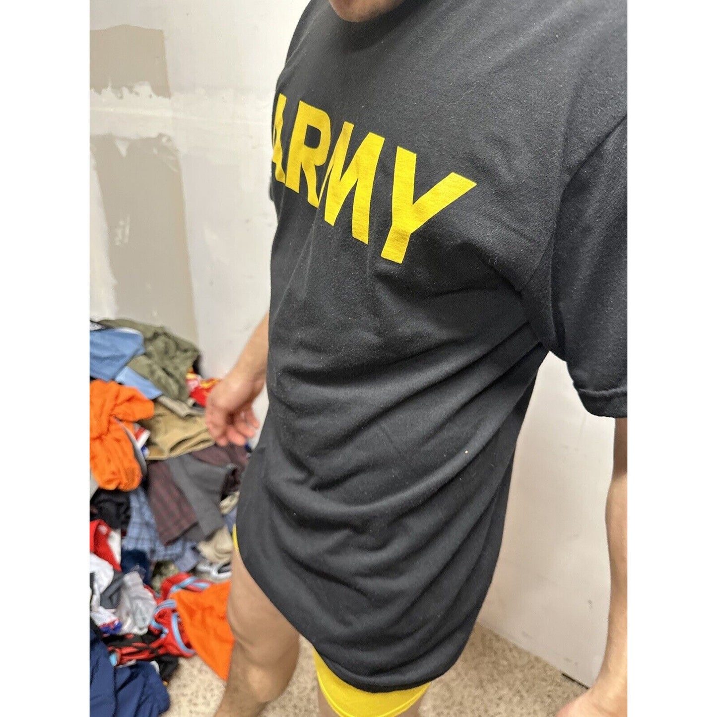 Men’s Army Pt Shirt Black Uniform Apfu Medium