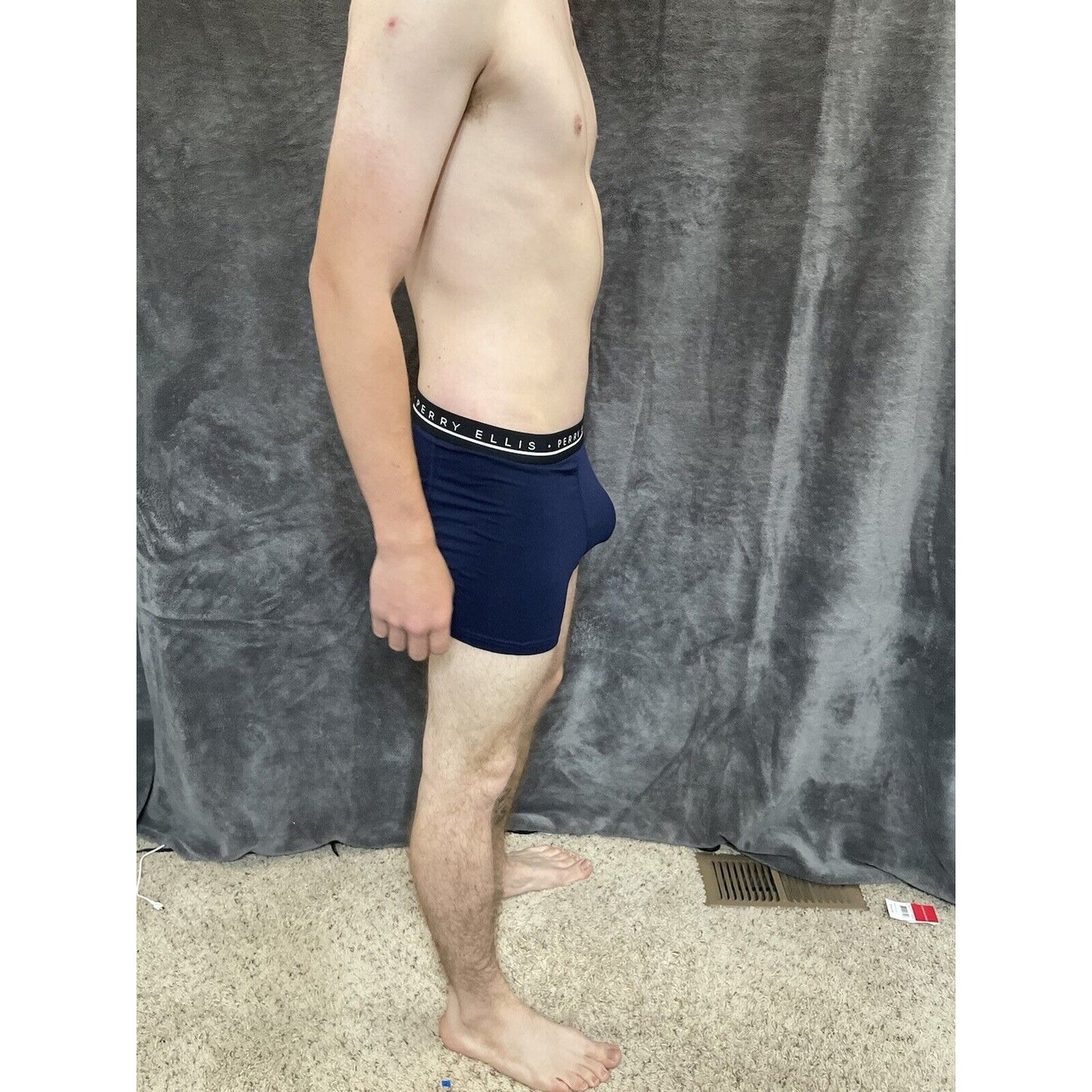 men's Medium perry ellis dark blue compression boxer brief 5% spandex