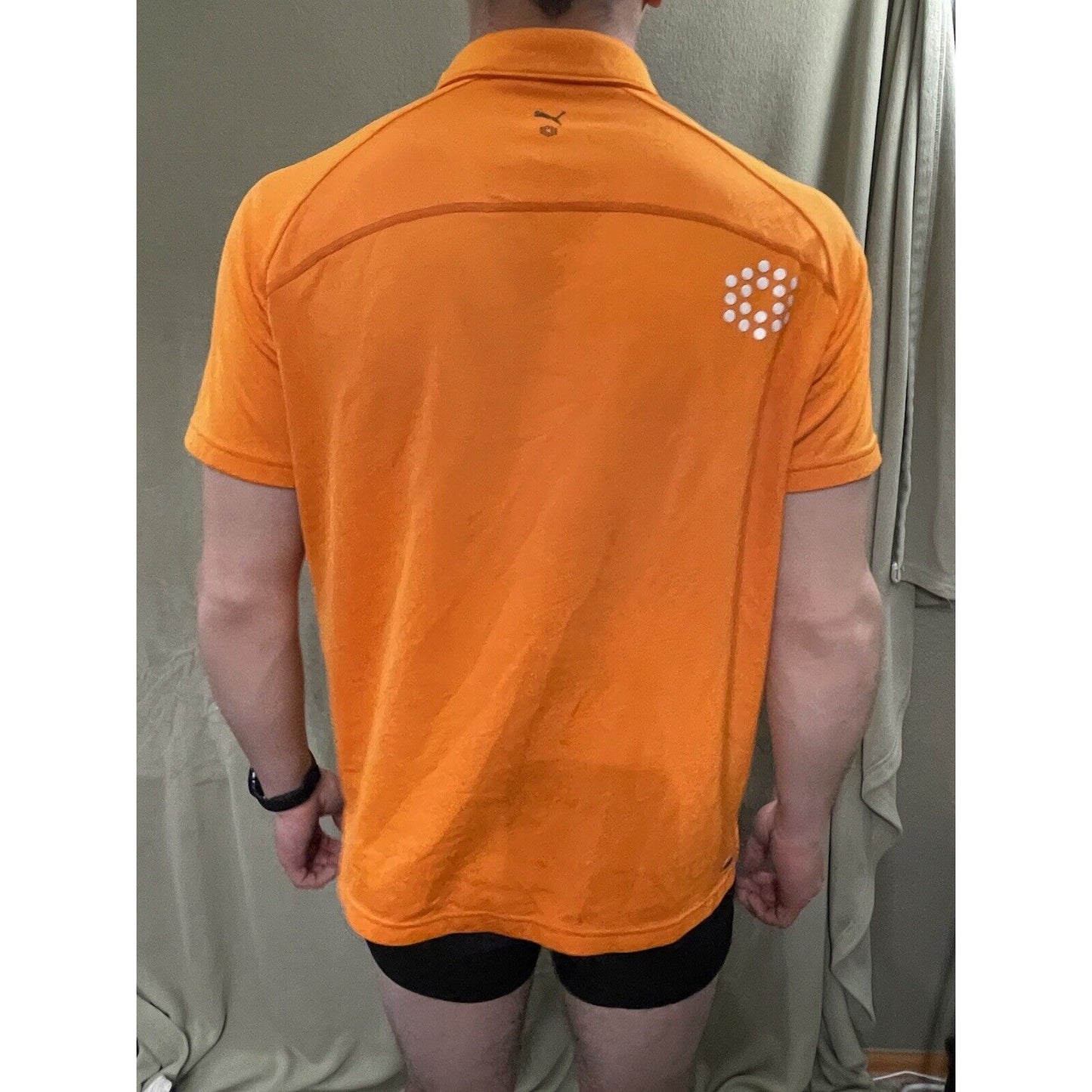 Puma Polo Shirt Adult Medium Orange White Lightweight Rugby Golfing Golf Men’s