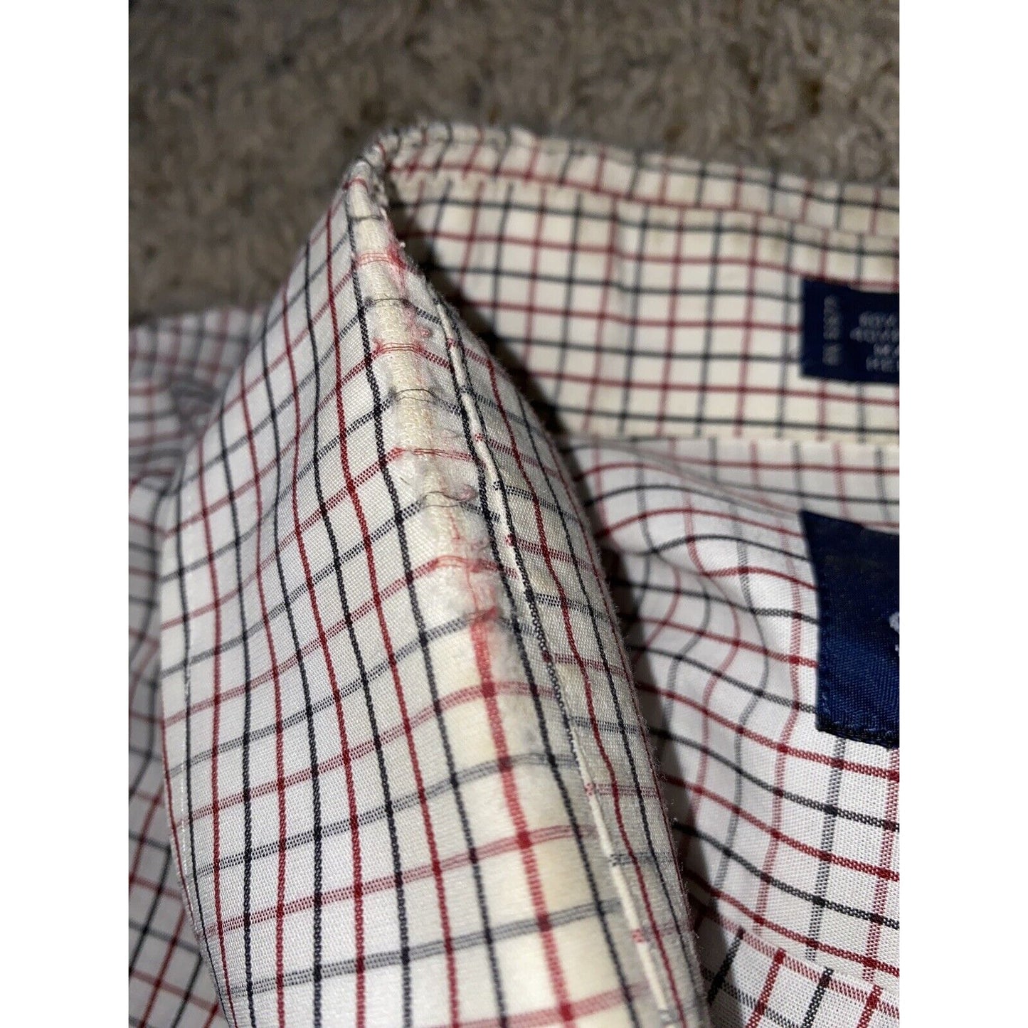 Stafford WrinkleFree Broadcloth Sz 17 32/33 Checkered (red + Black) Long Sleeves