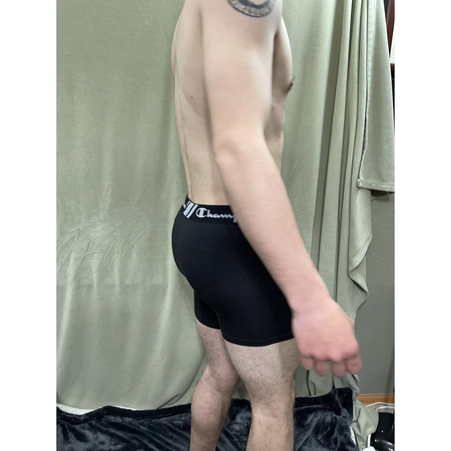 Champion Men's Boxer Briefs Underwear Size Medium Black 5% Spandex New