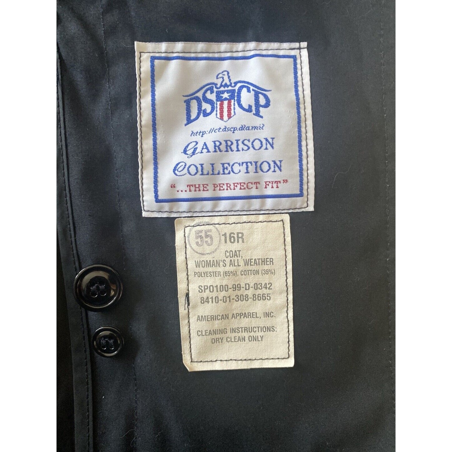 Women’s Black Double Breast Trench Coat DL DSCP Garrison Collection Military