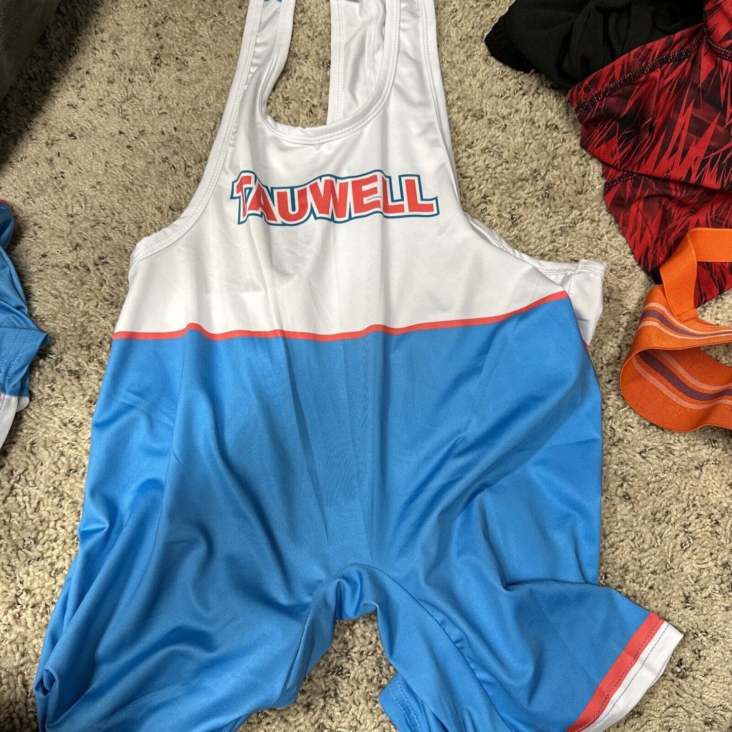Men’s White And Blue Tauwell Wrestling Singlet Medium