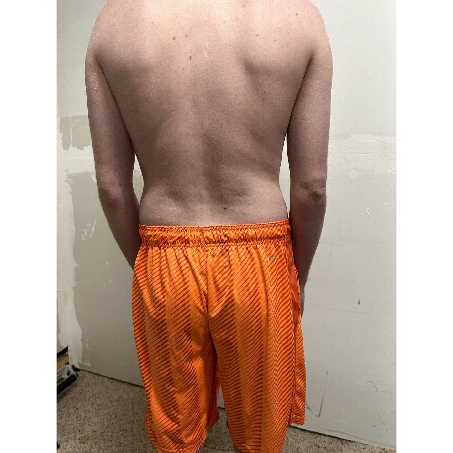 men’s nike dri-fit small neon orange shorts