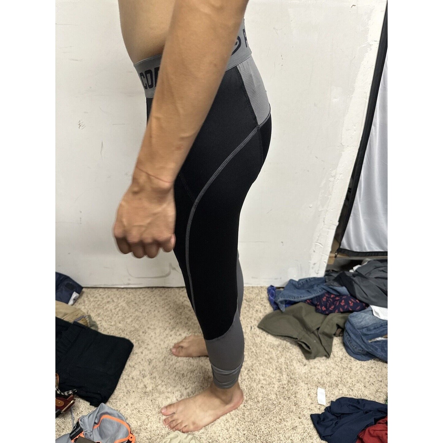 Men’s Champion Duo Dry Medium Black Gray Base Layer Leggings
