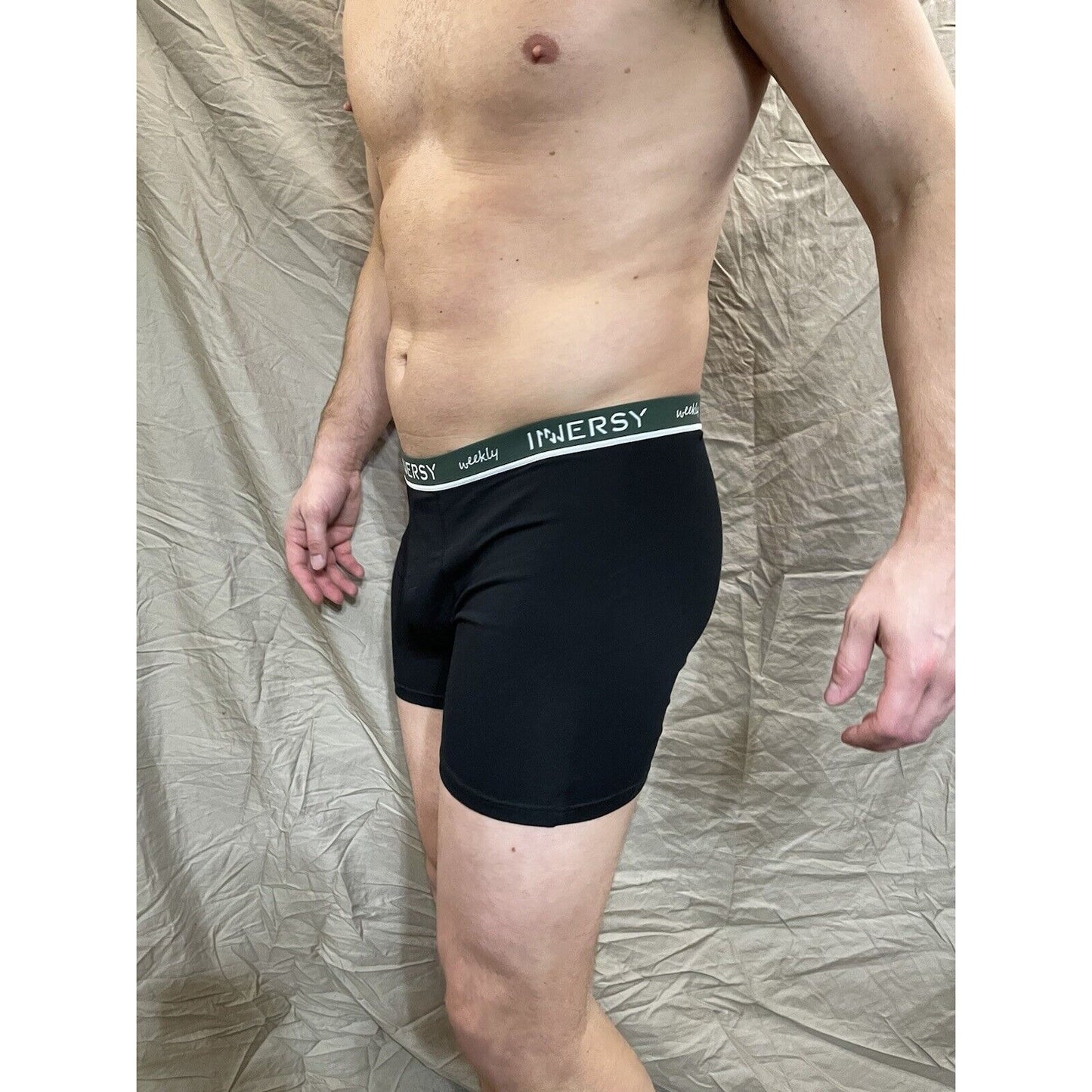 Inersy Weekly Men's black boxer briefs Green band New And Unworn Large