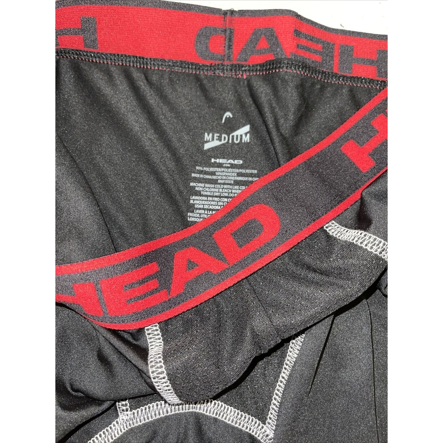 Head Brand Compression Shorts Medium Black With Red Band 1 Pair New
