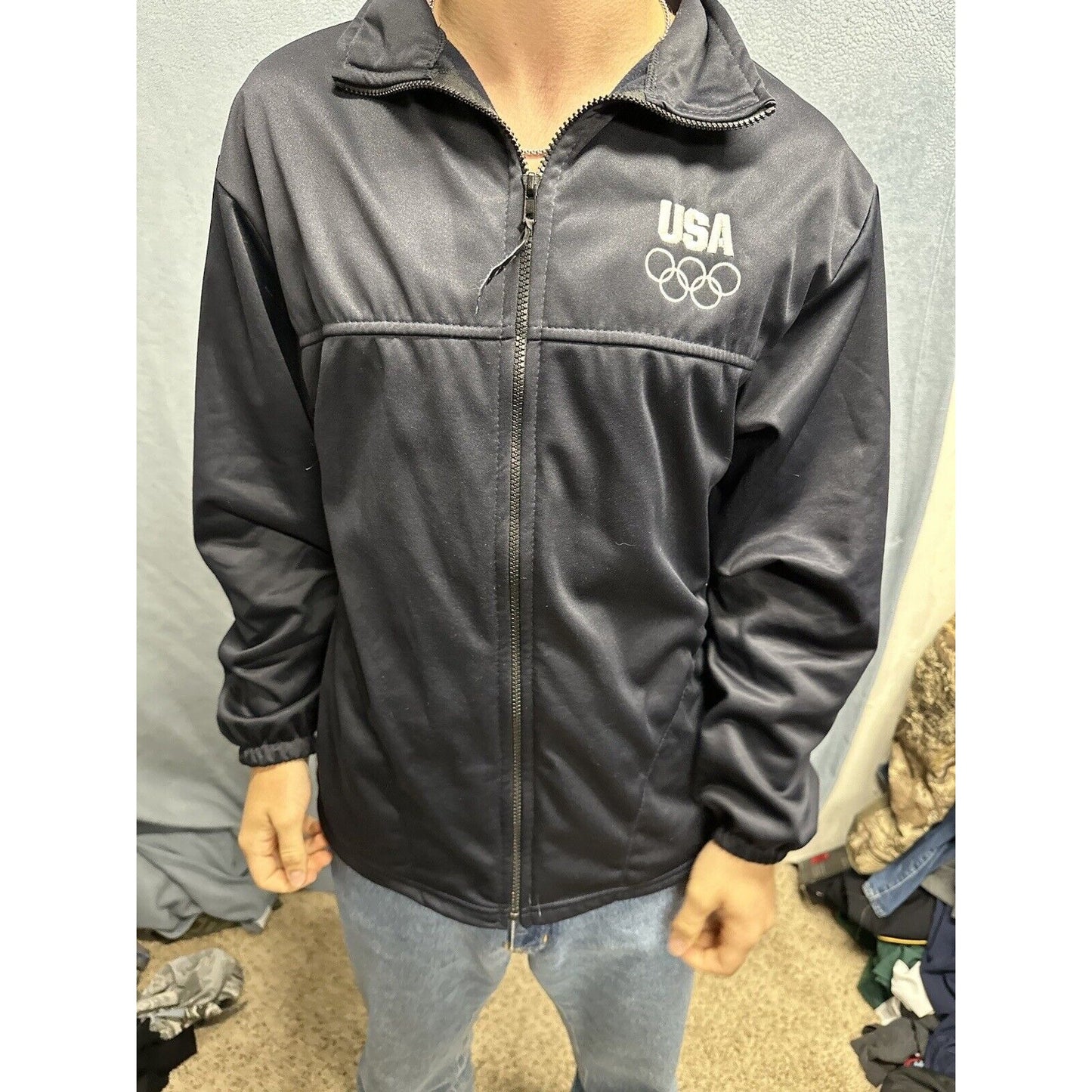Men’s Dark Blue US Olympic Committee Fill Zip Large Jacket Polyester