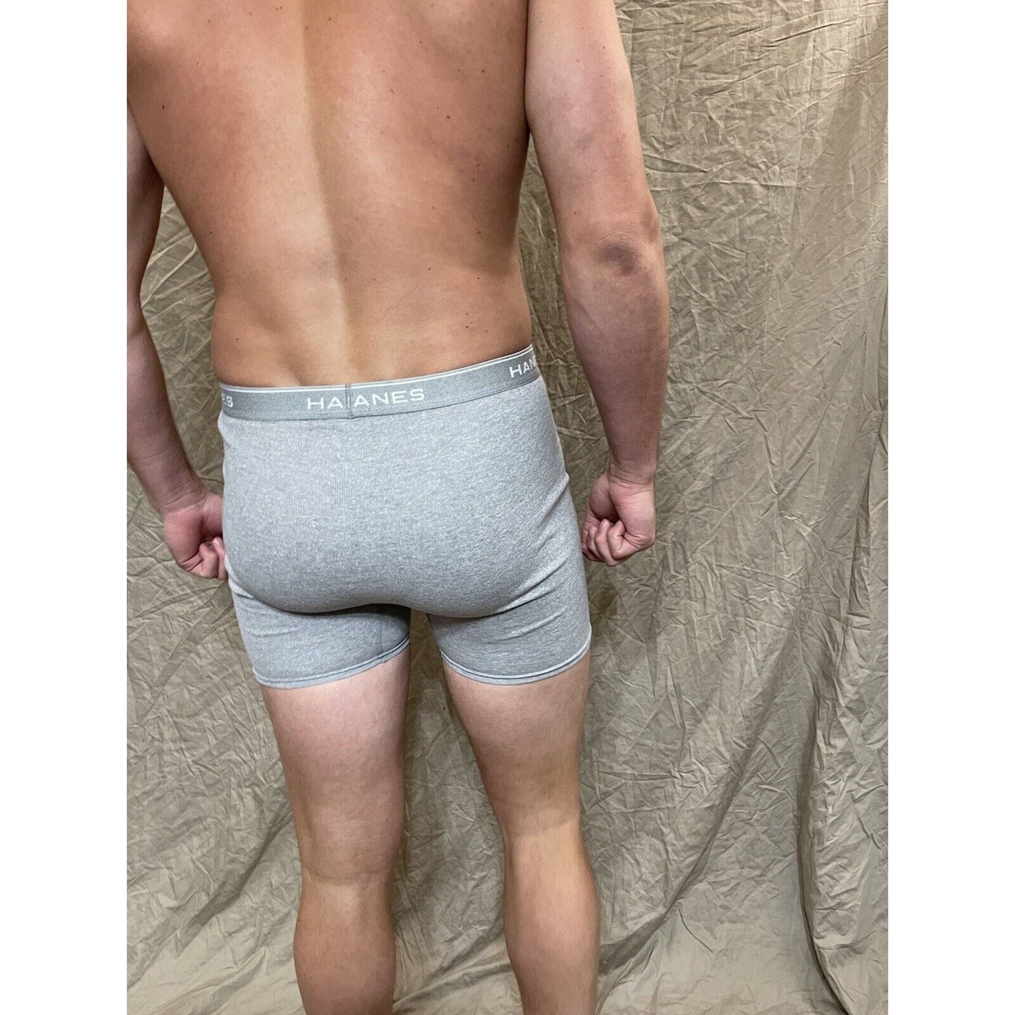 men's hanes gray boxer brief comfort flex medium