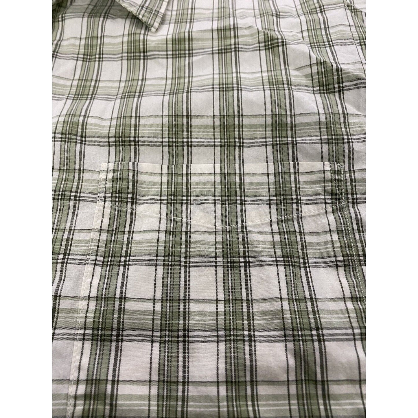 OLD NAVY Lime Green Plaid Men’s Large Cotton Short Sleeves Polo Shirt