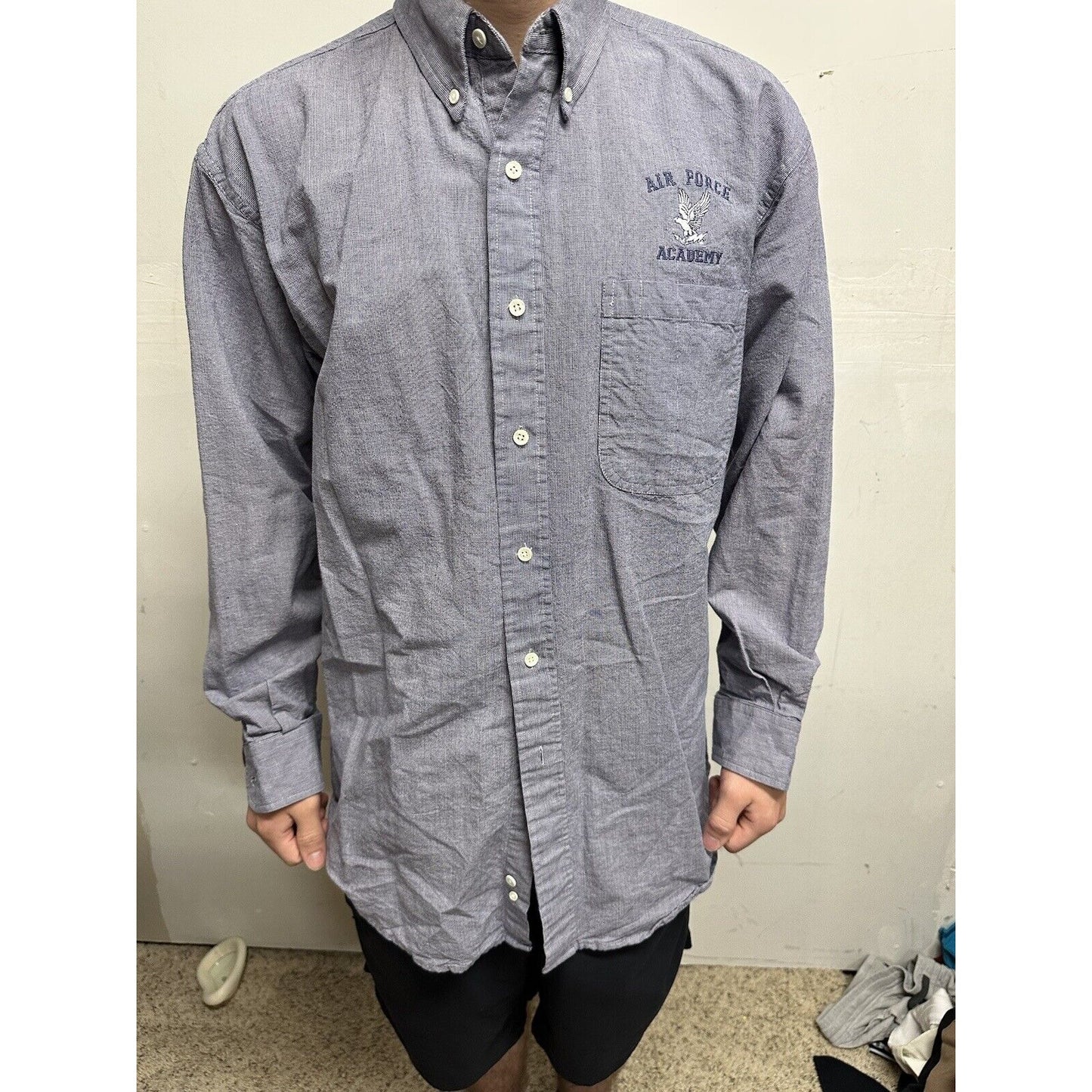 Men’s Blue Vantage Medium Long Sleeve Button Up Air Force Academy USAFA Shirt