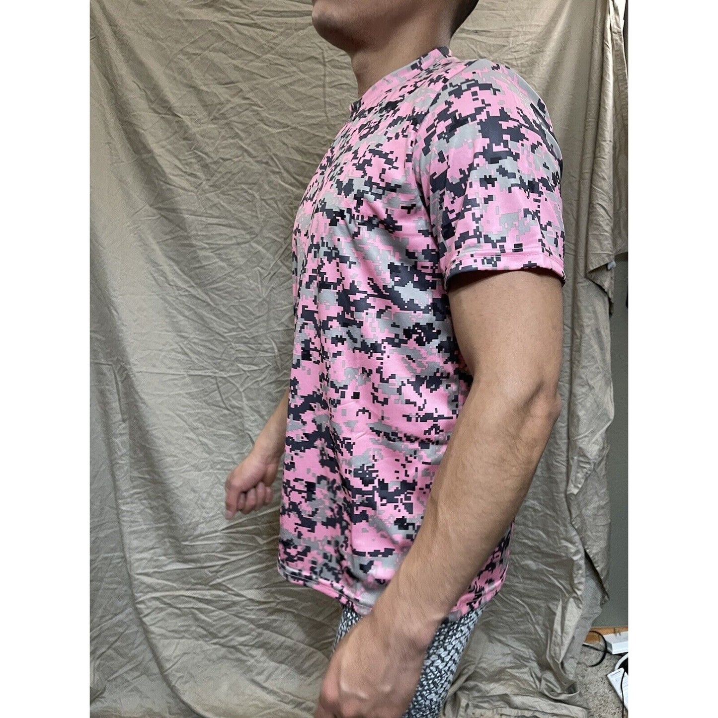 Boy's Youth Large Digi Camo Alleson Athletic Pink Compression Workout Shirt