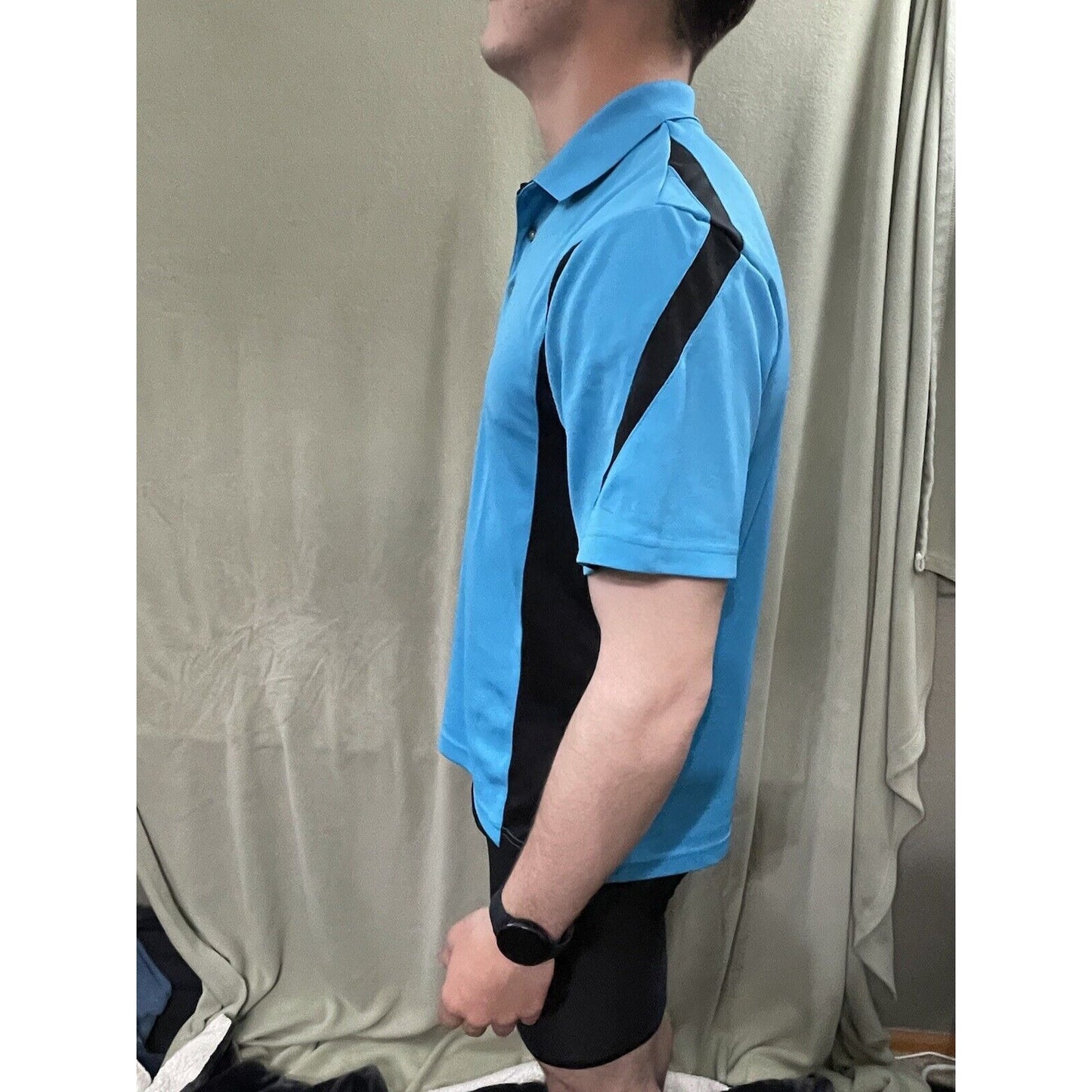 Men’s Grand Slam AirFlow Small Teal Polo Three Button with Black Accents
