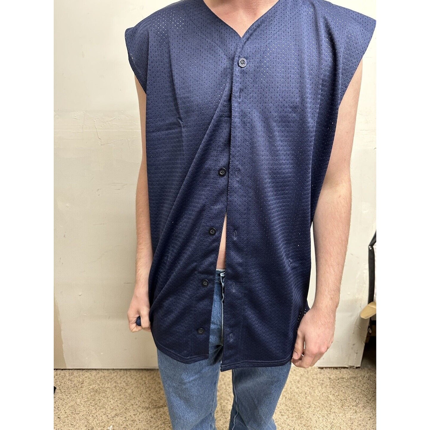 men’s team jersey dark blue team basics large button up