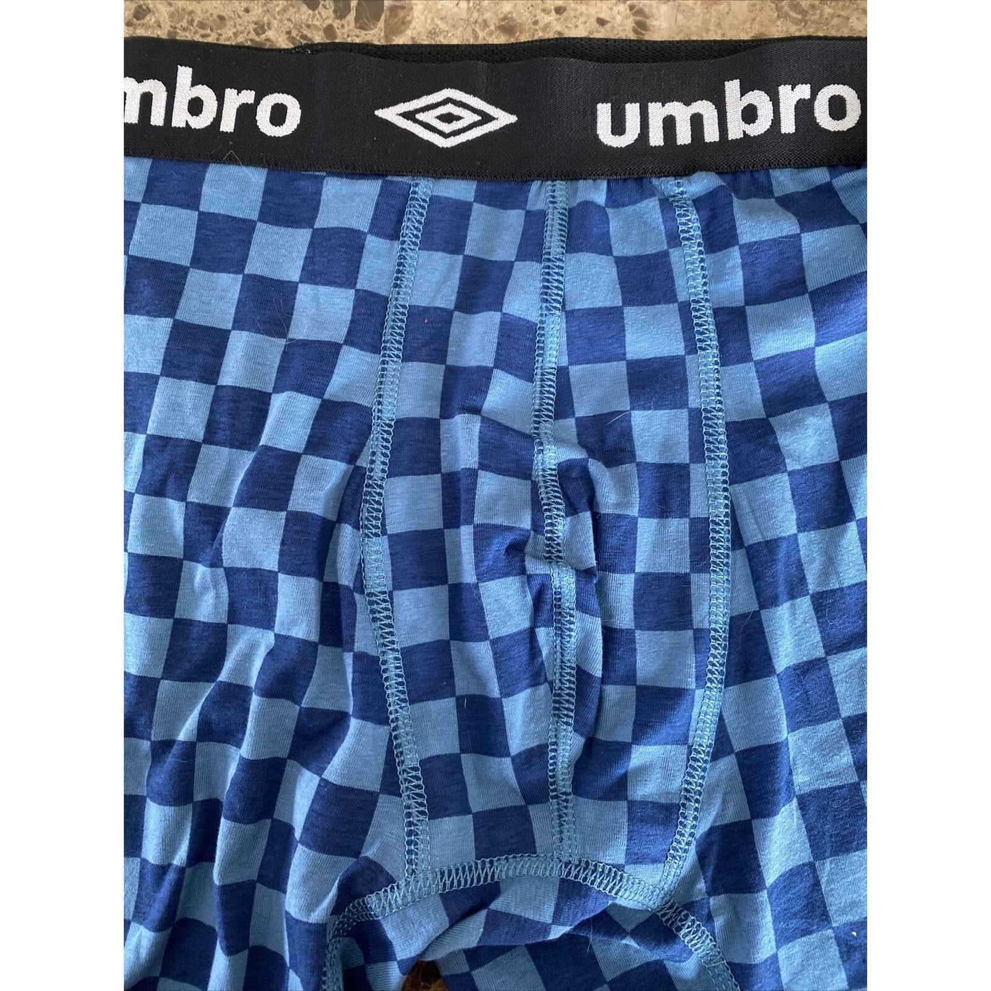 Umbro Men’s Large Shades of Blue Checkerboard Cotton Stretch Boxer Briefs NEW