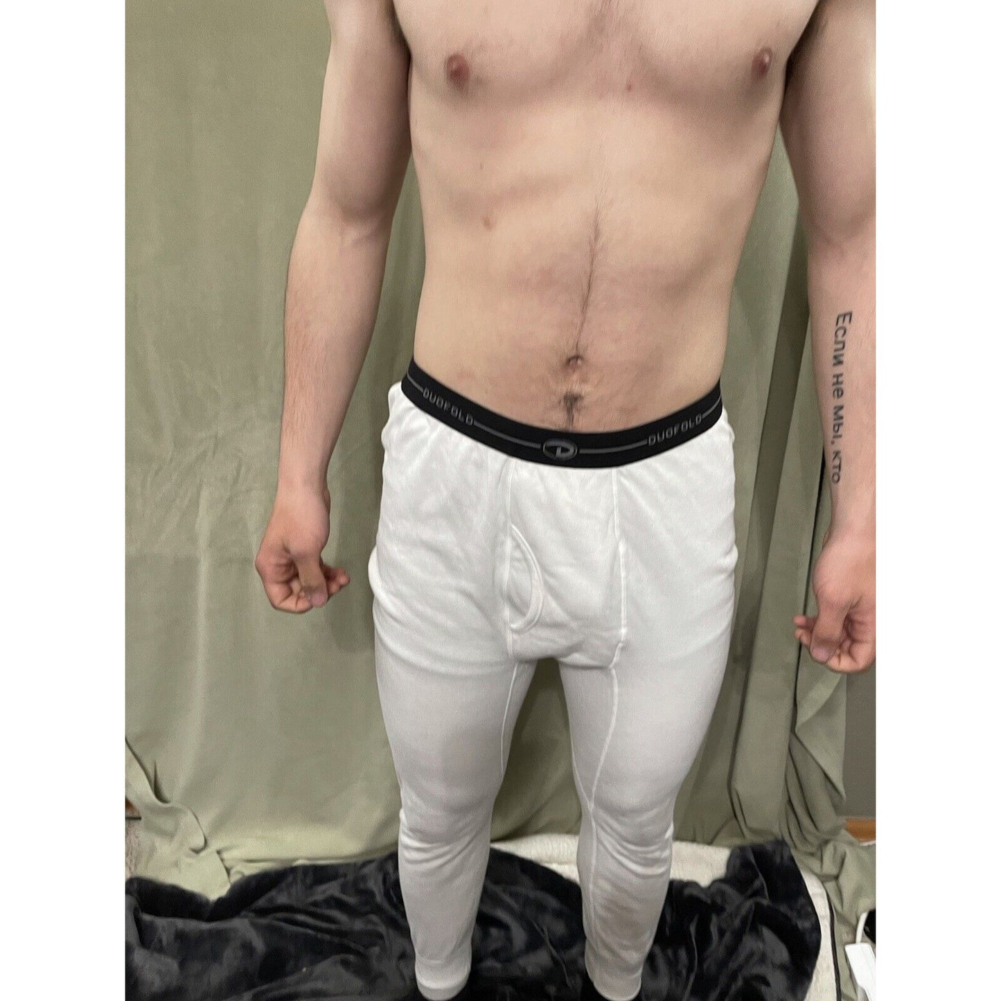 Duofold Men's Base Weight First Layer Bottom, White, Large Thermals Pants