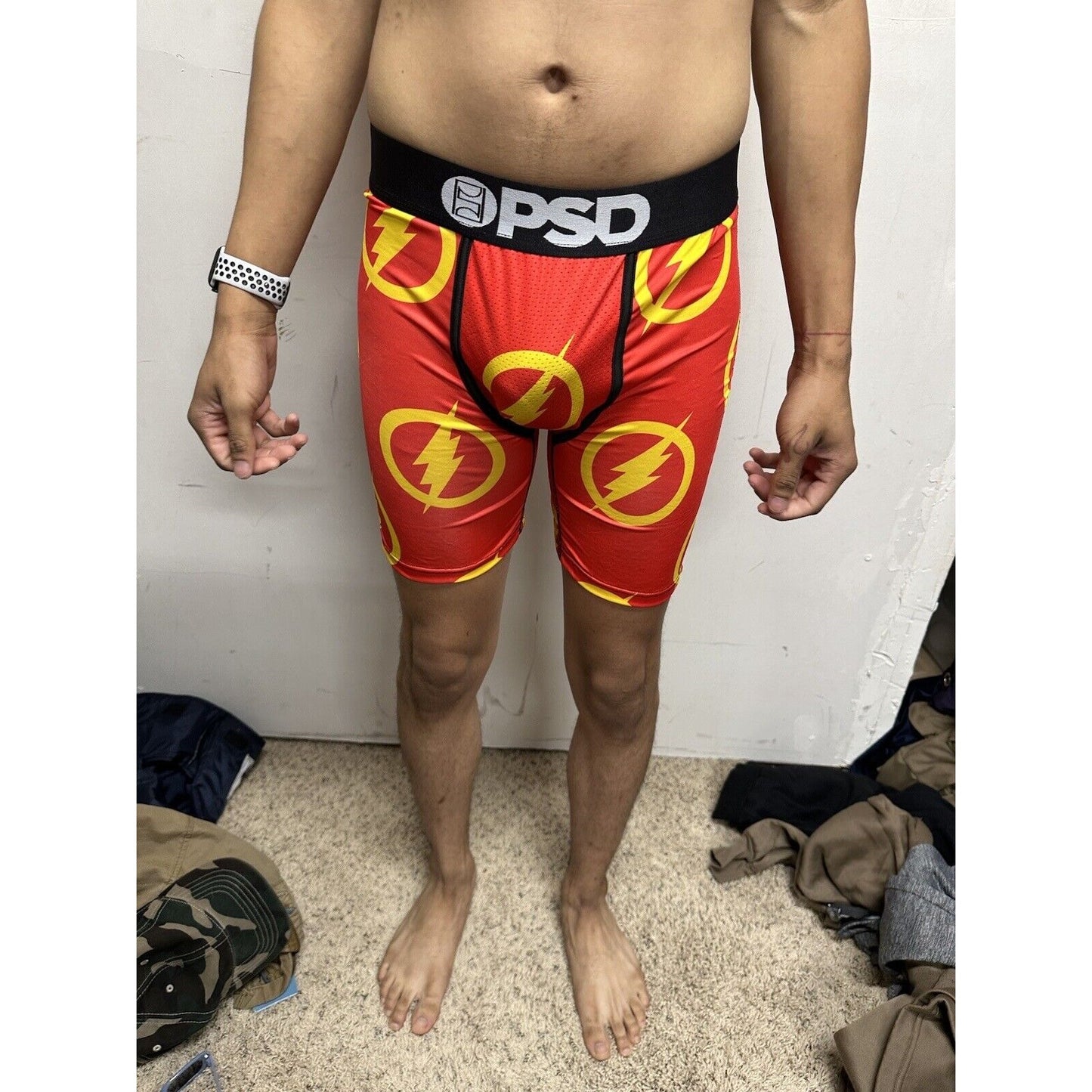 Men’s PSD Small Boxer Briefs Red Orange Flash Design