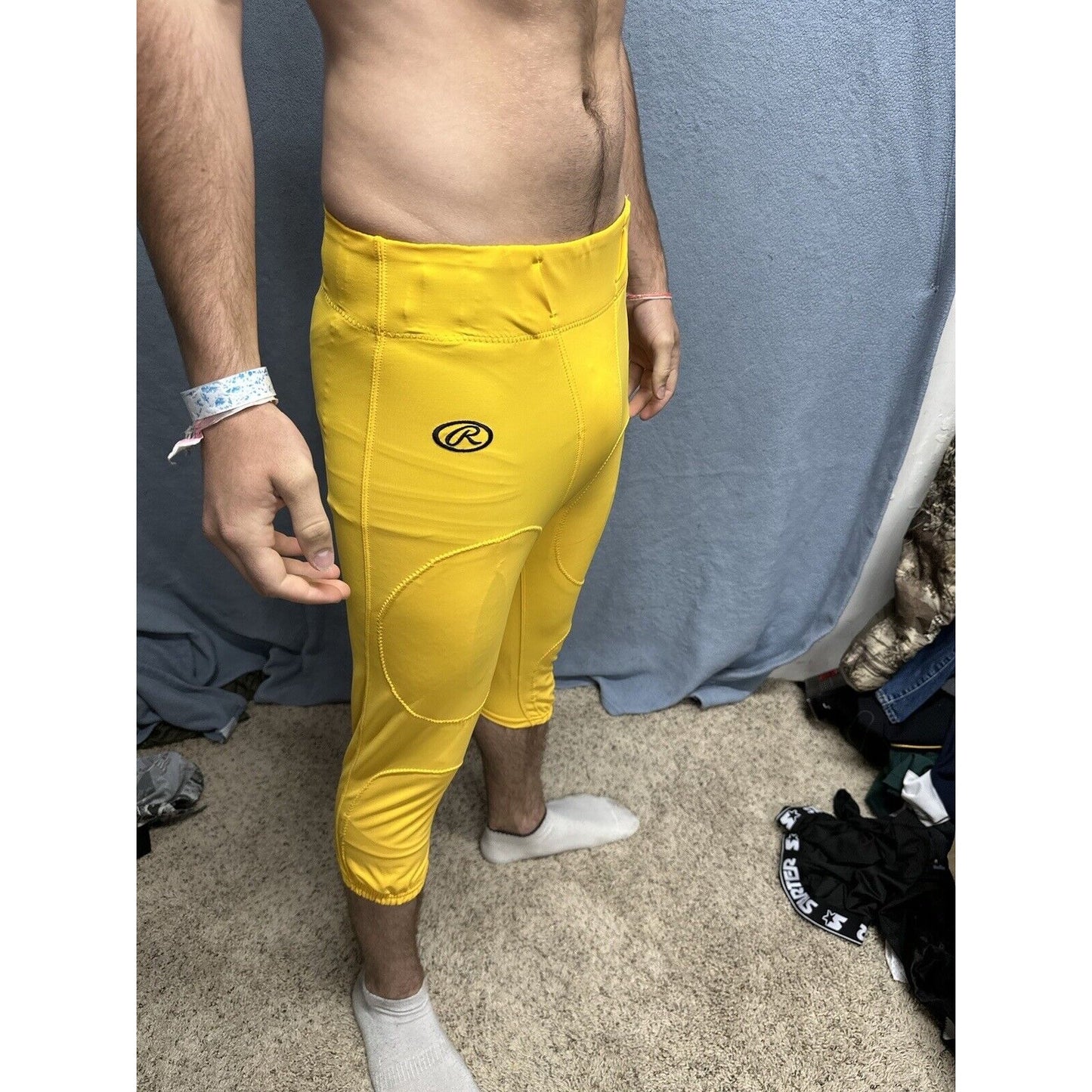 Men’s Rawlings Football Pants Yellow Medium Nylon Spandex