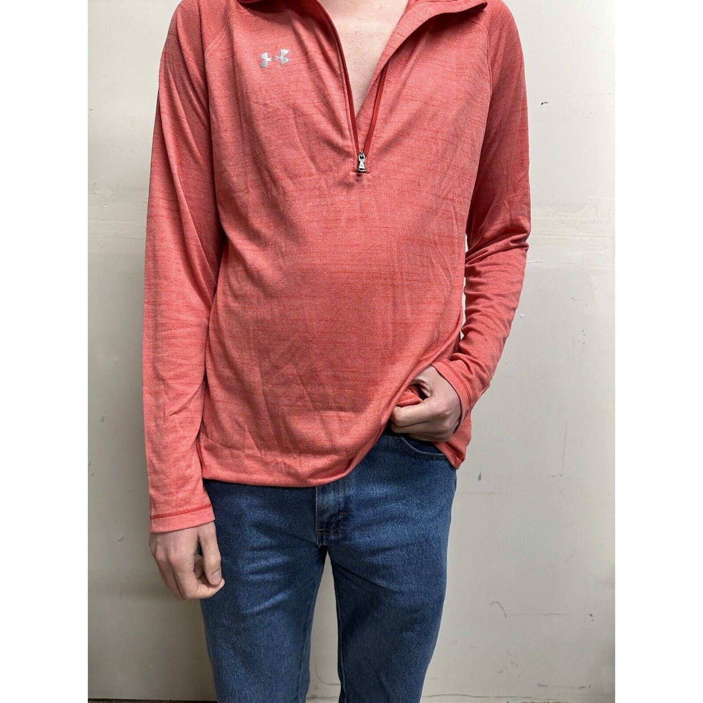men’s loose under armour quarter zip long sleeve corral pullover shirt Large