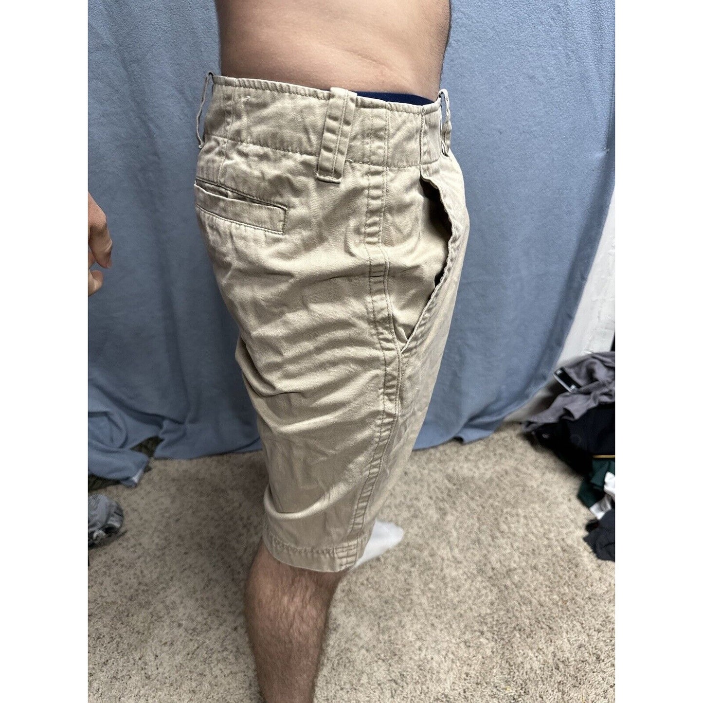 Men’s Khaki Gap Rugged Short Flat Front Shorts Size 36