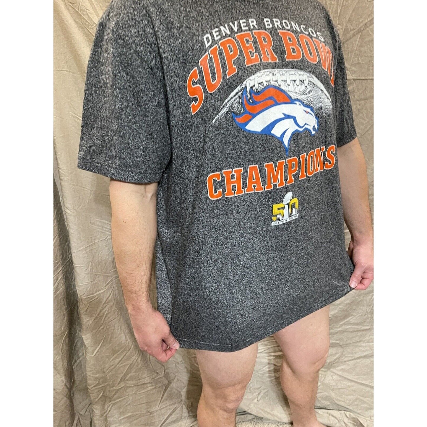 Men's 2XL Gray Denver Broncos Super Bowl 50 Champions