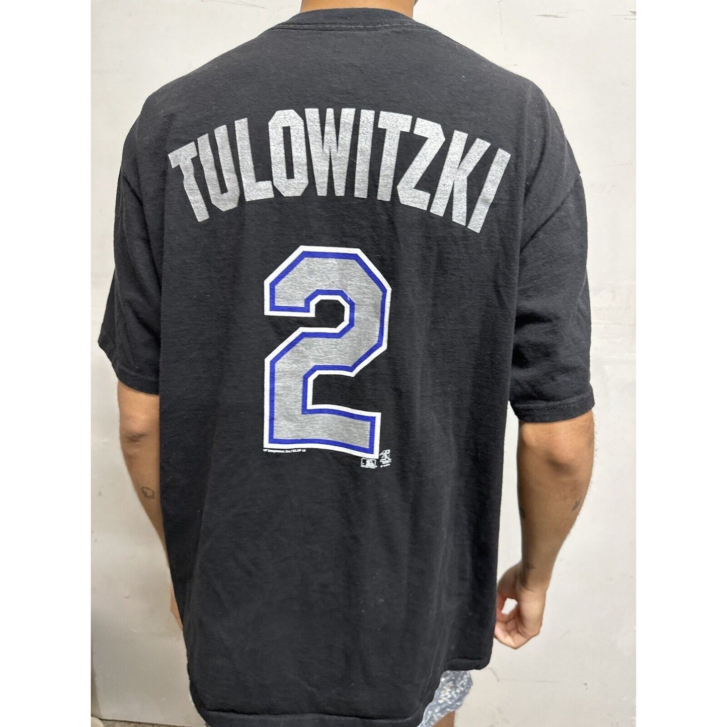 Men’s Black Genuine MLB Merchandise Colorado Rockies Large Tulowitzki Shirt