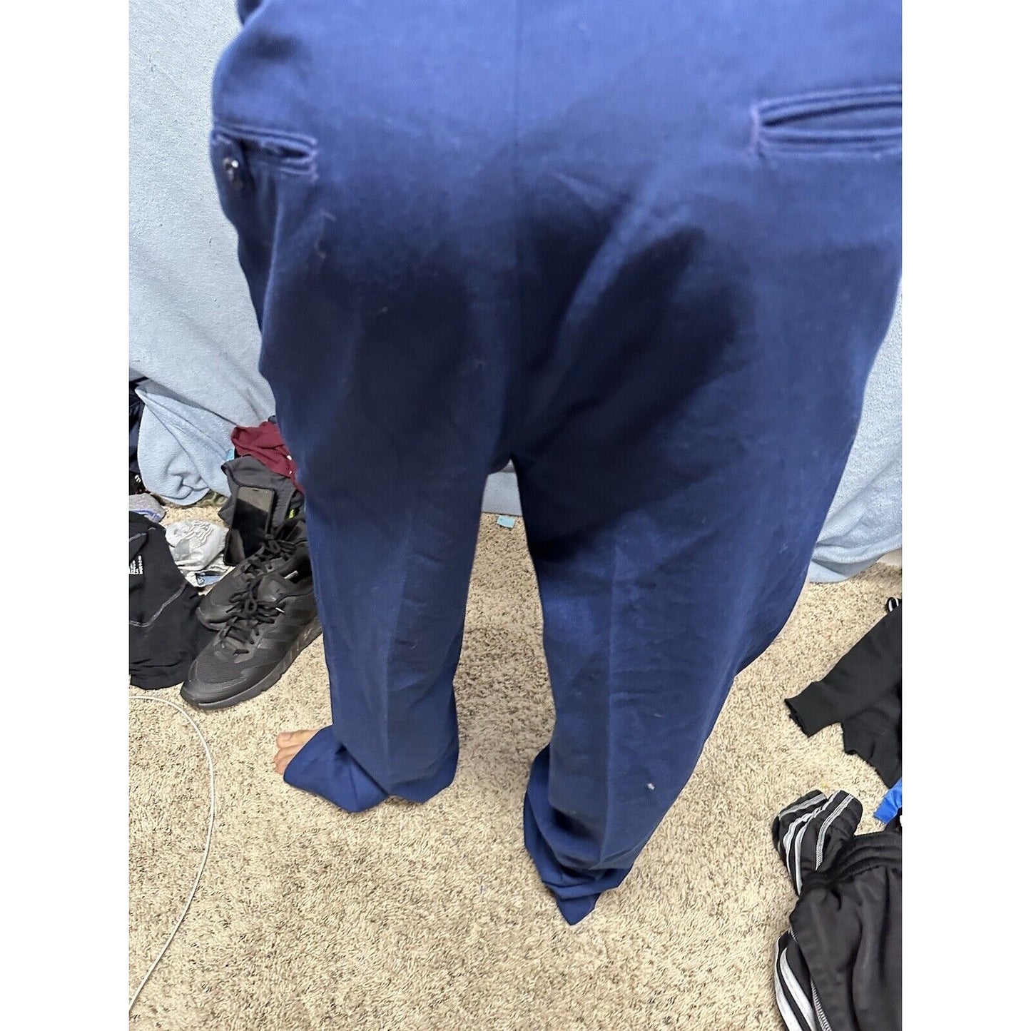 Men’s Blue Air Force Uniform Dress Pants Trousers 35L C Poly Wool