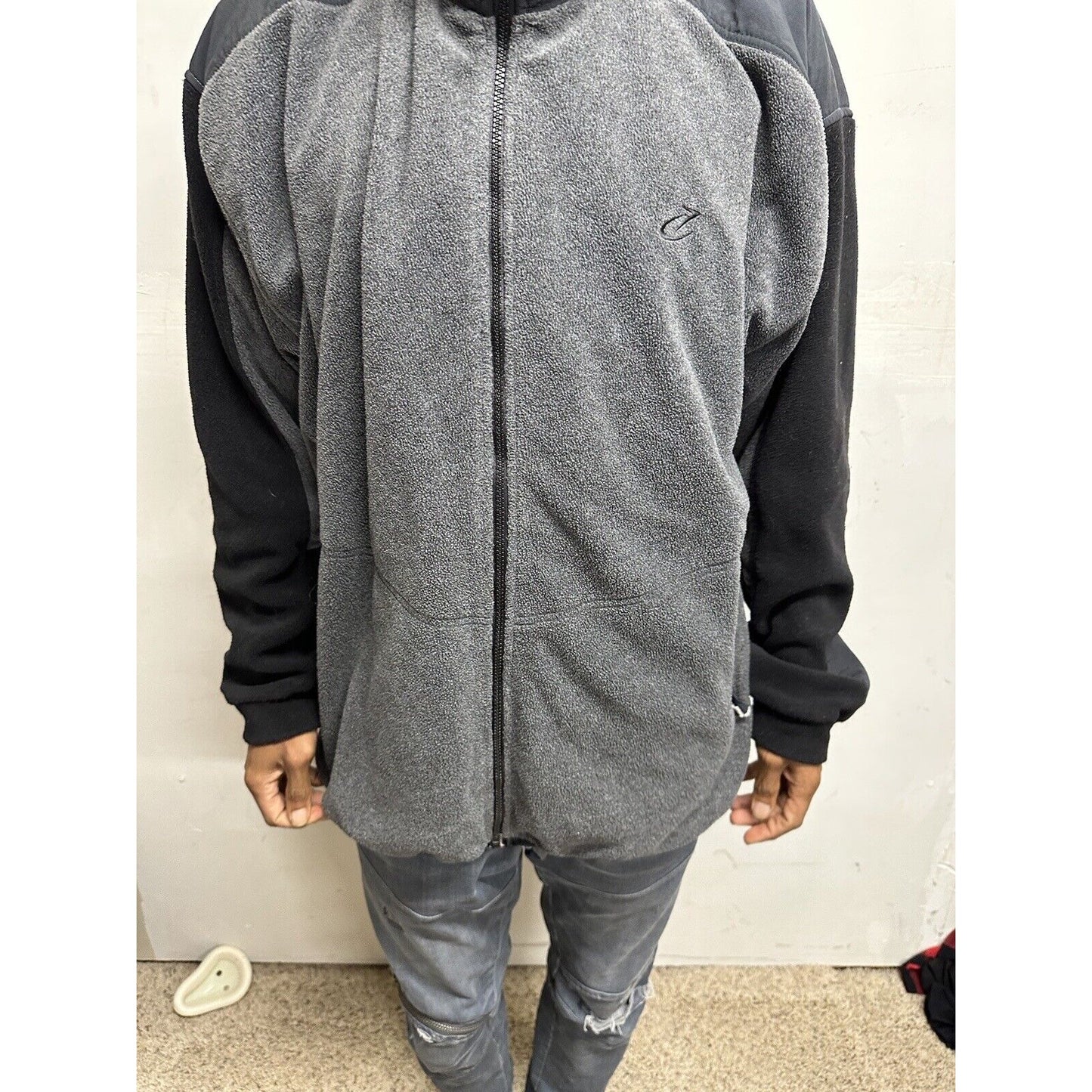 Men’s Gray And Black Bike Performance XL Full Zip Jacket Poly Blend