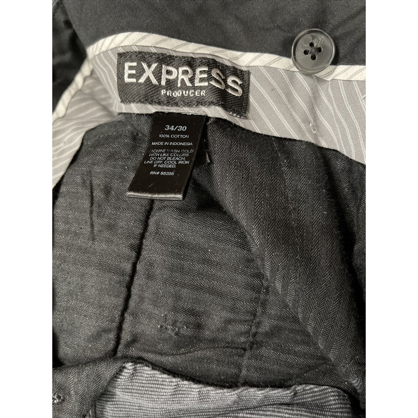 Express Producer Mens Dress Pants Size 34x30 Gray Cotton